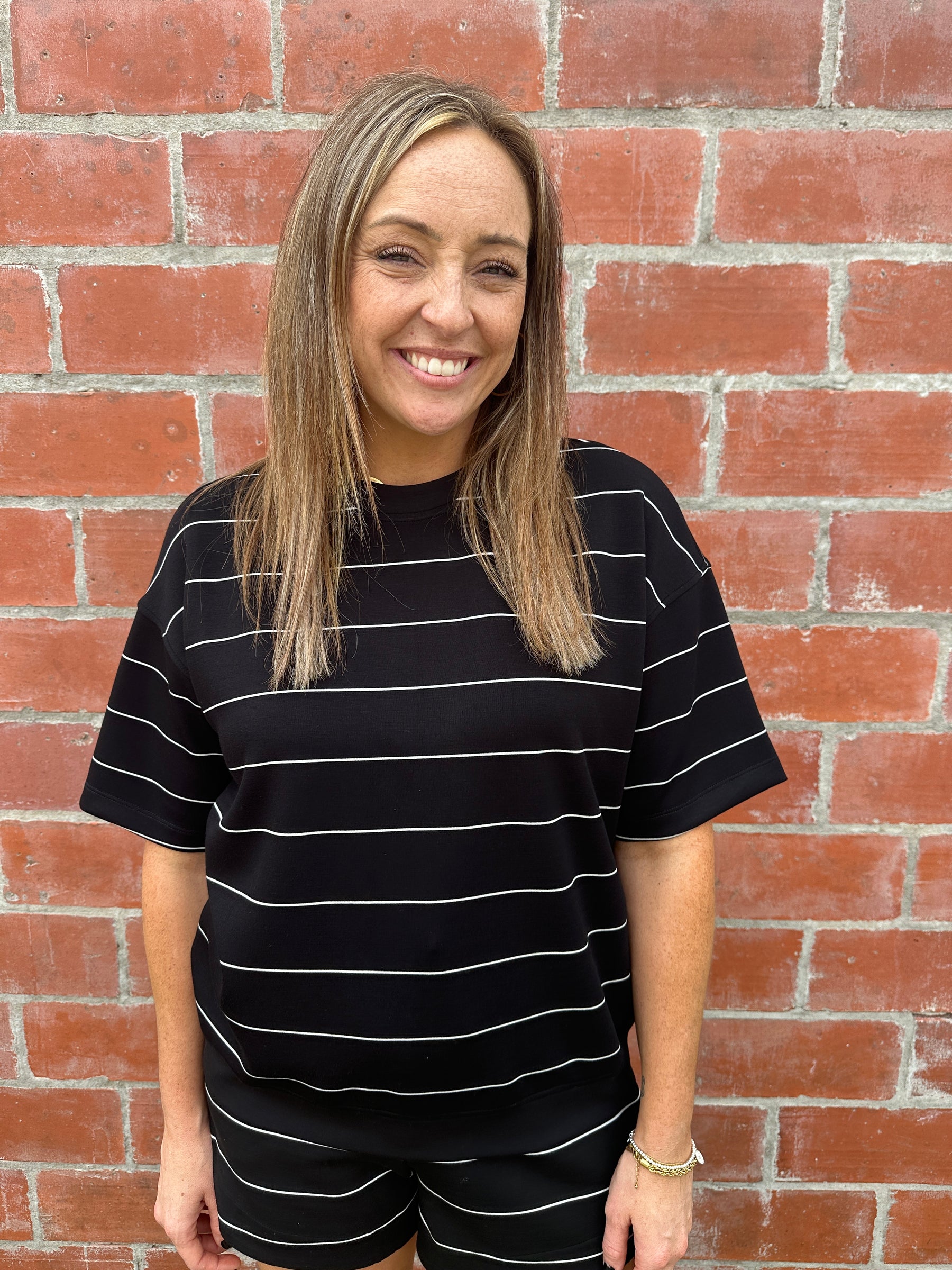 Buttery Soft Modal Stripe Tee - Black