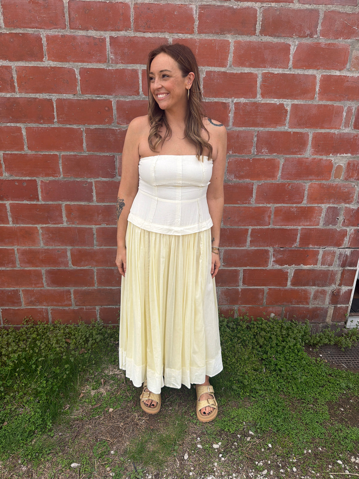 Pale Yellow Midi Dress