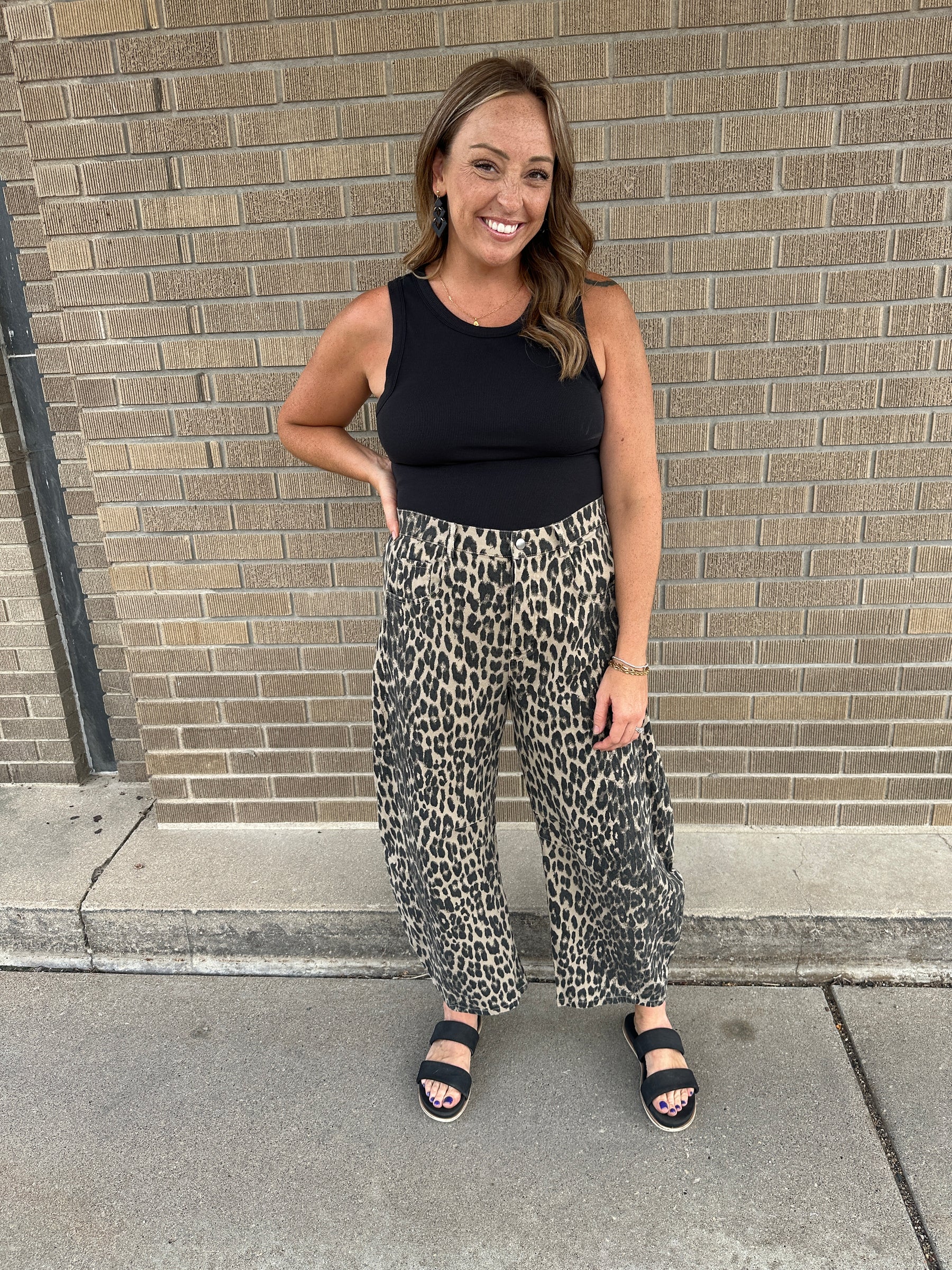 Leopard Barrel Jeans