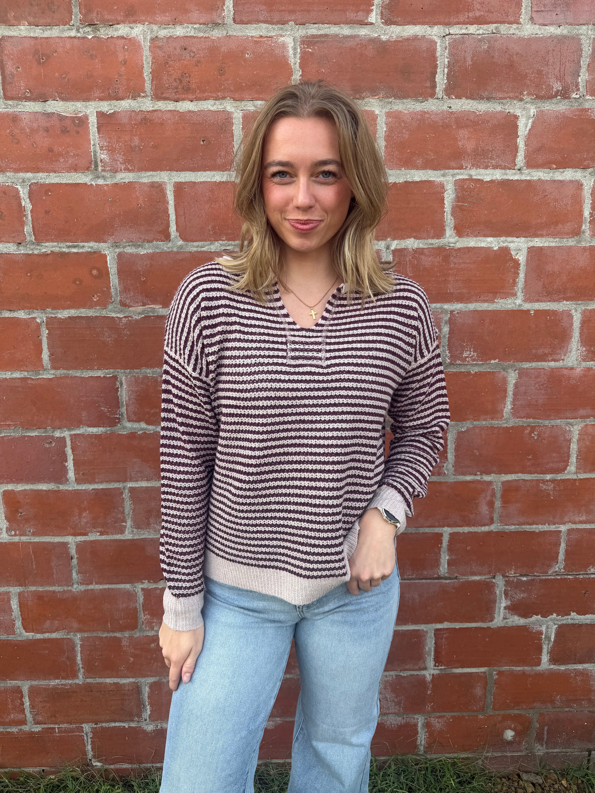 Mulberry and Cream Sweater