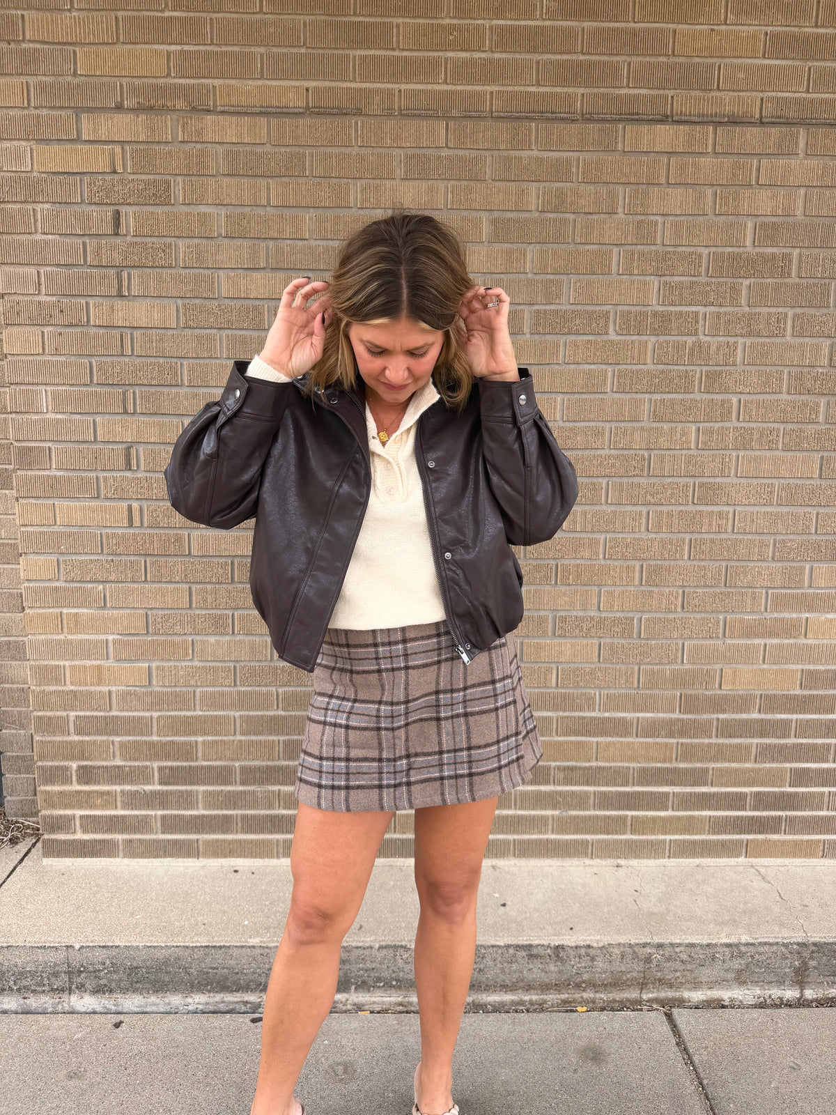 Brown Faux Leather Jacket