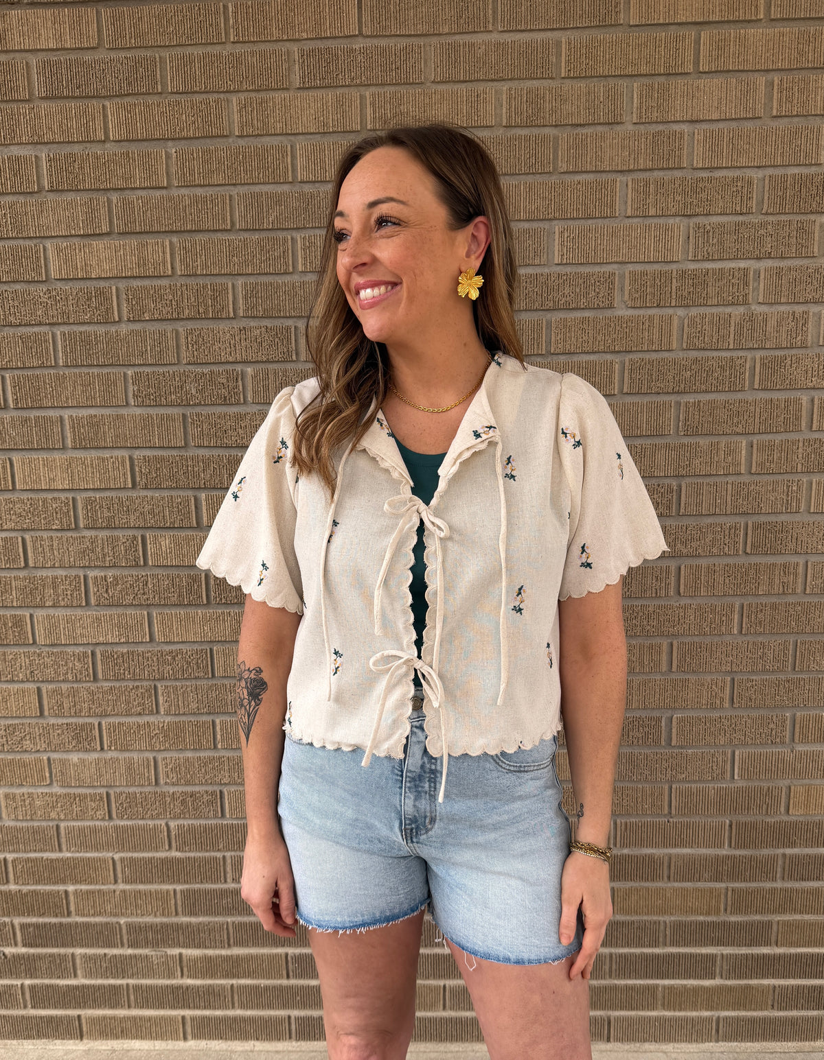 Boho Floral Tie Front Top