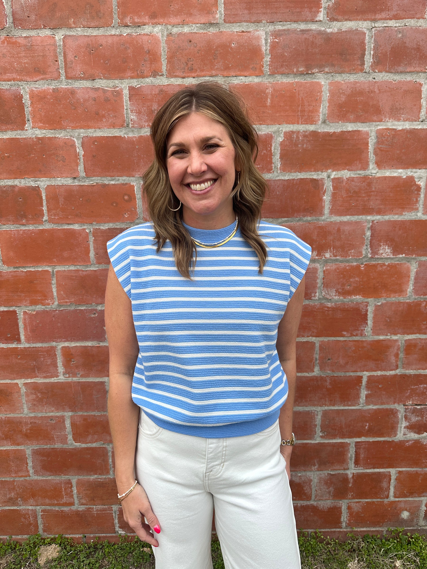 Blue Stripe Cloudy Knit Top
