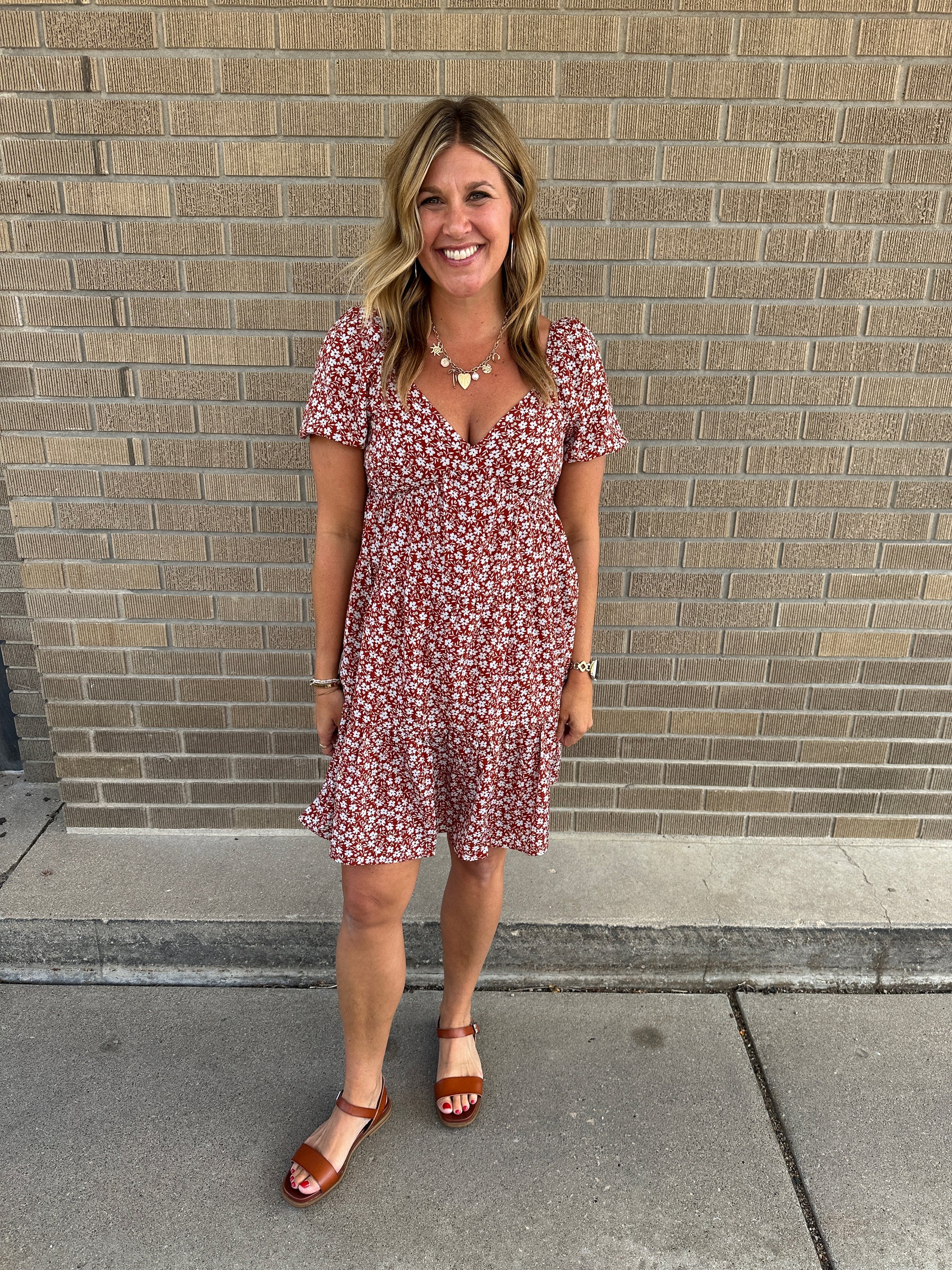 Rust Floral Dress