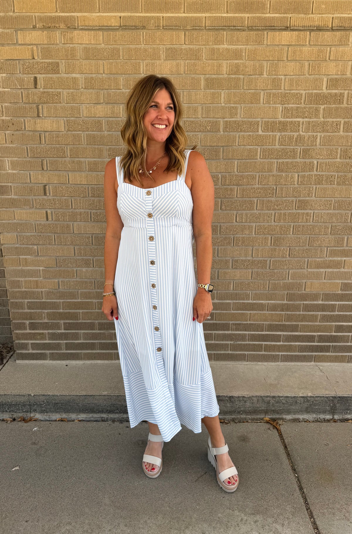 Blue Stripe Midi Dress