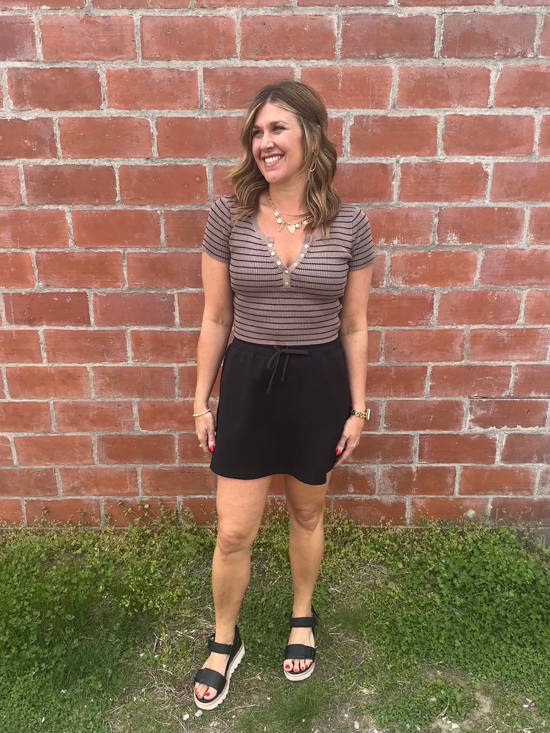 Taupe and Black Stripe Crop Sweater