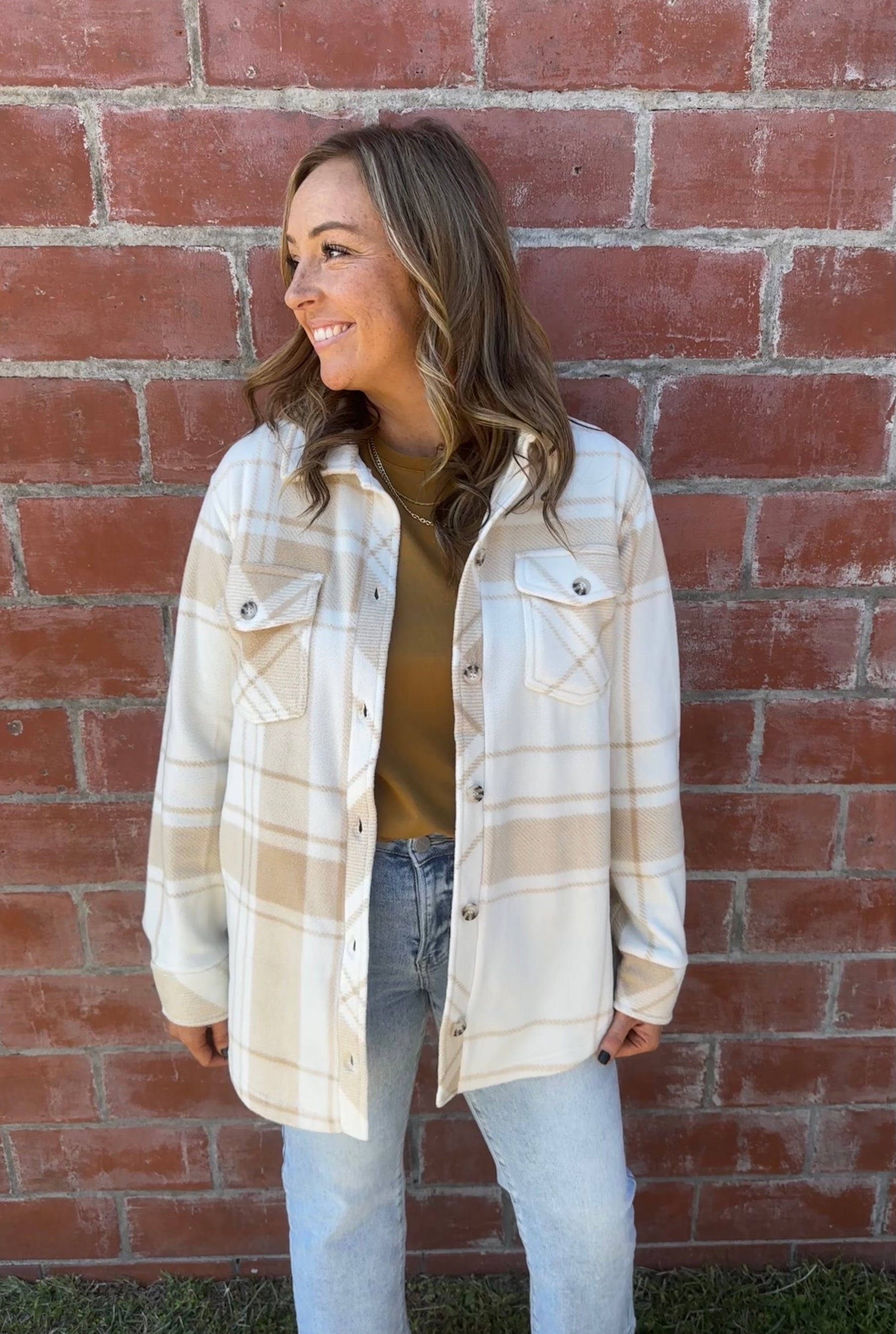 Tullis Jacket - Cream Tan Plaid