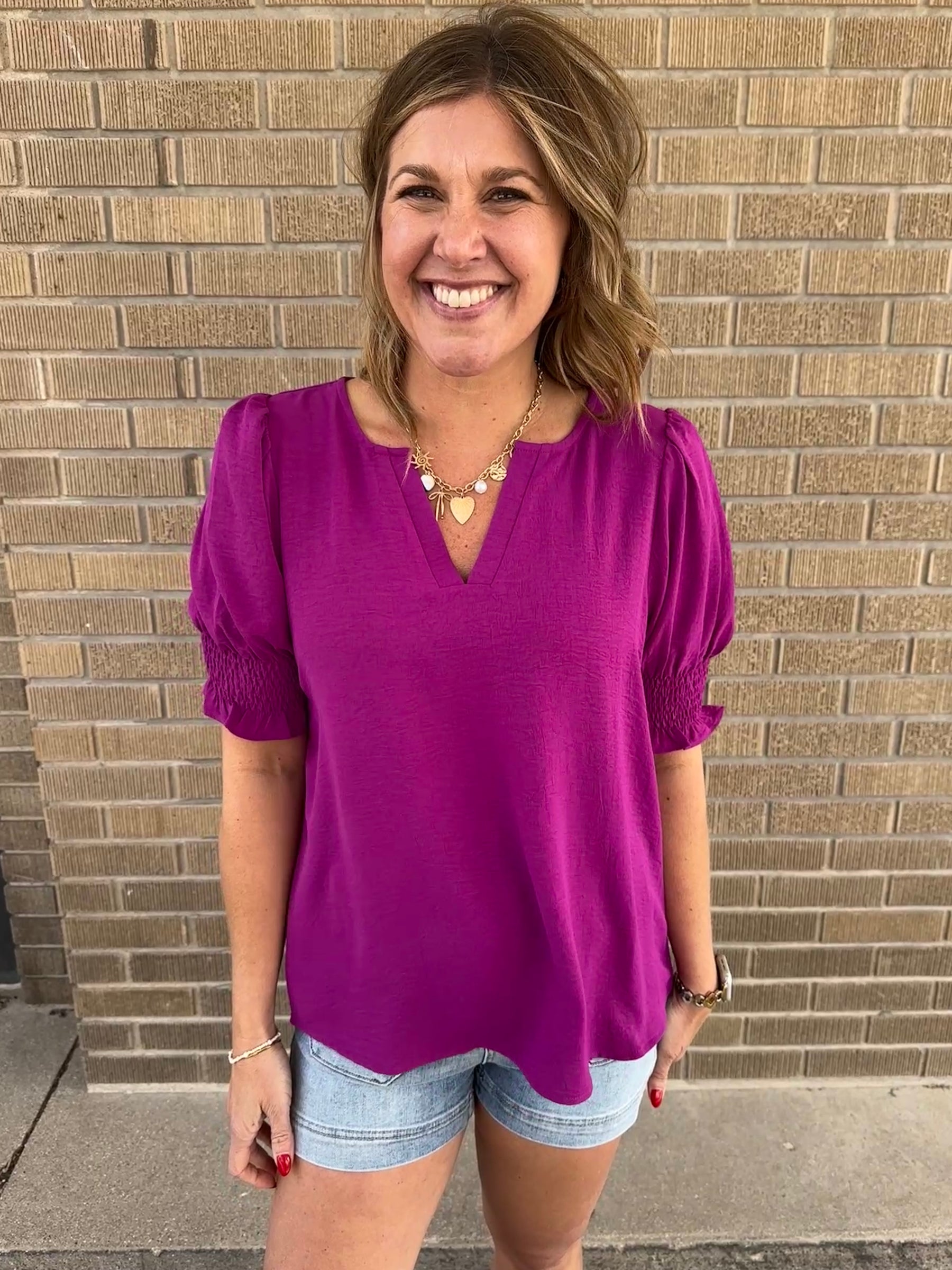 Perfect Crinkle Blouse - Magenta