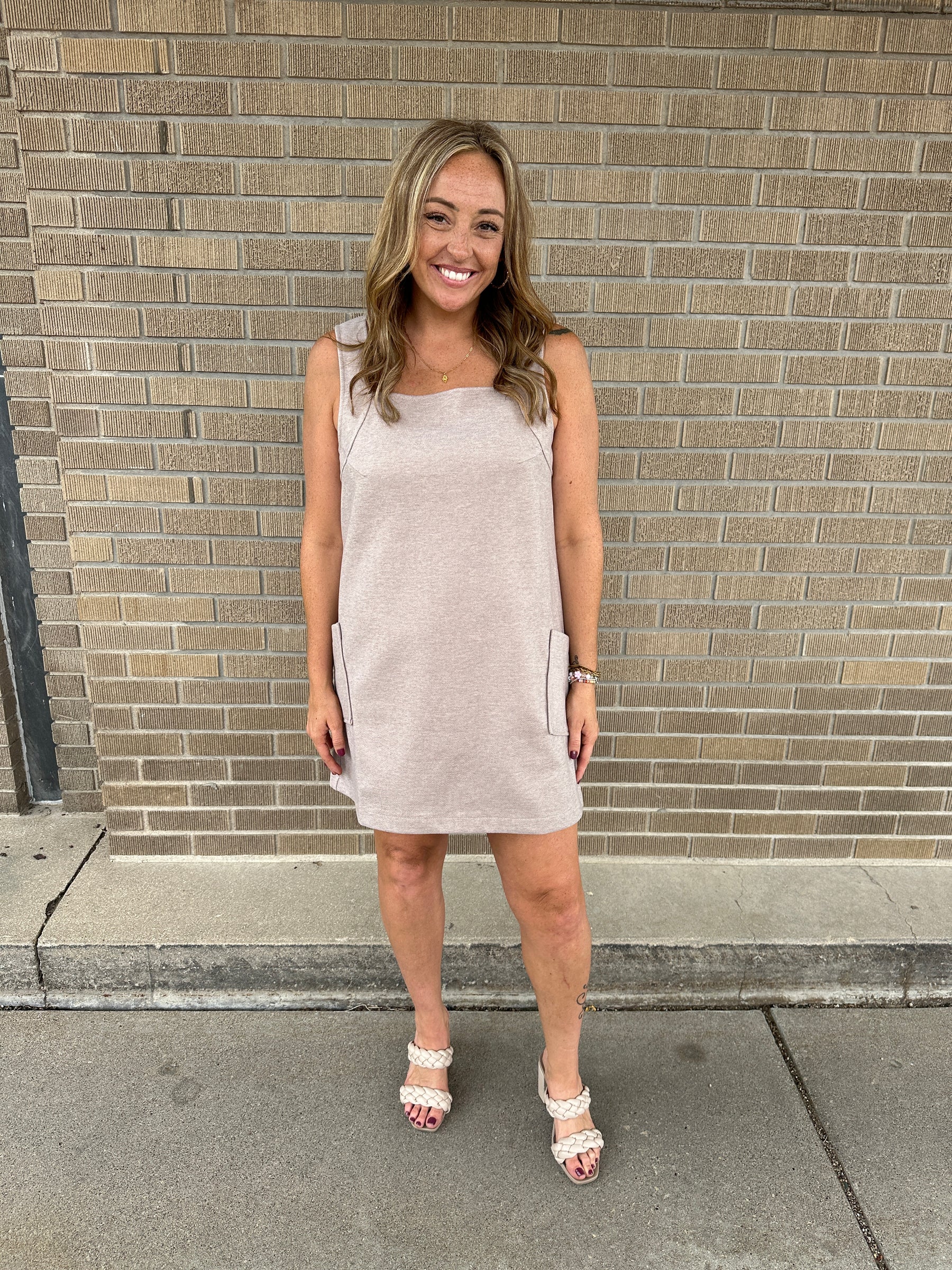 Woven Taupe Dress