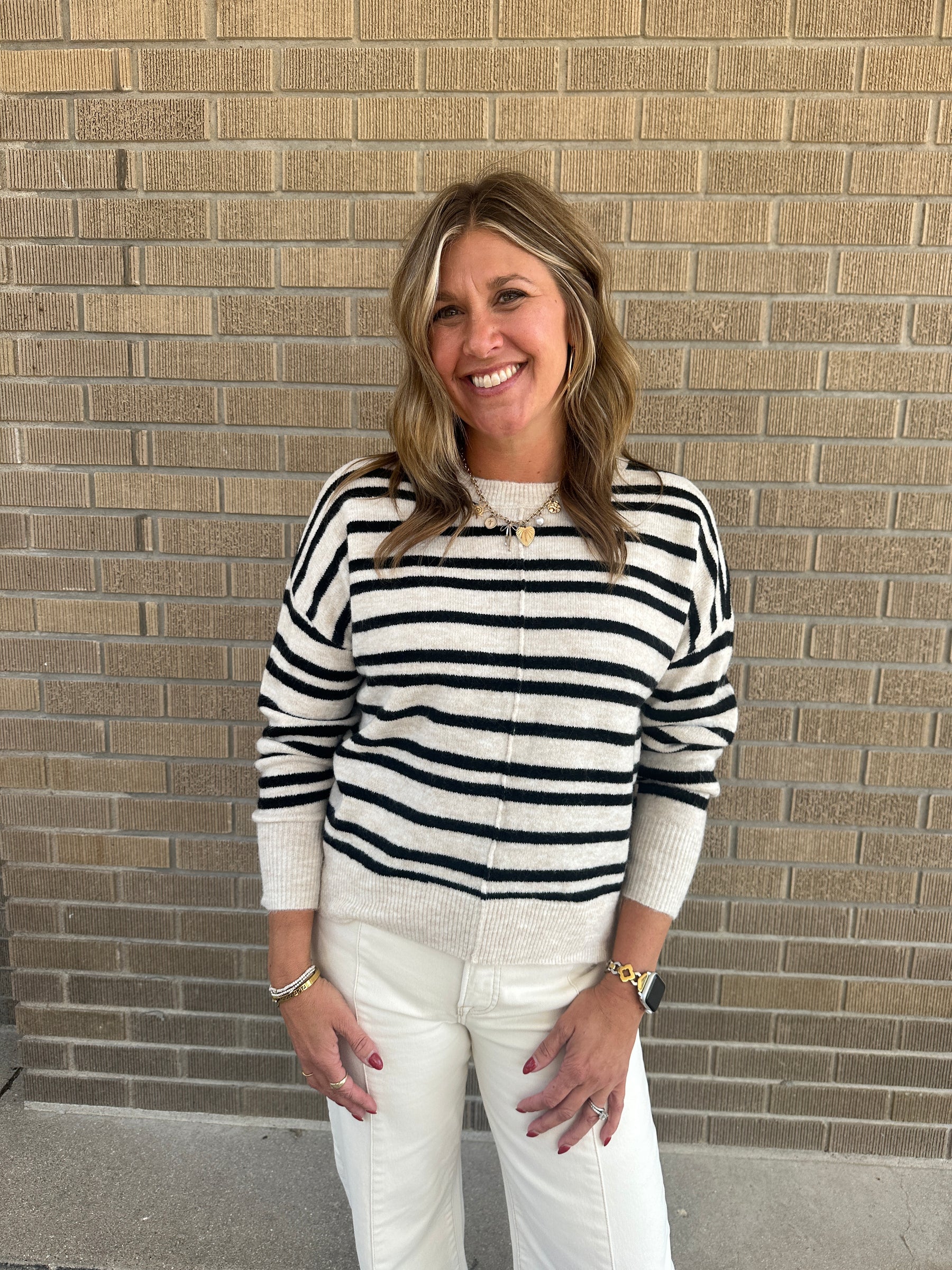 Classic Stripe Sweater - Cream