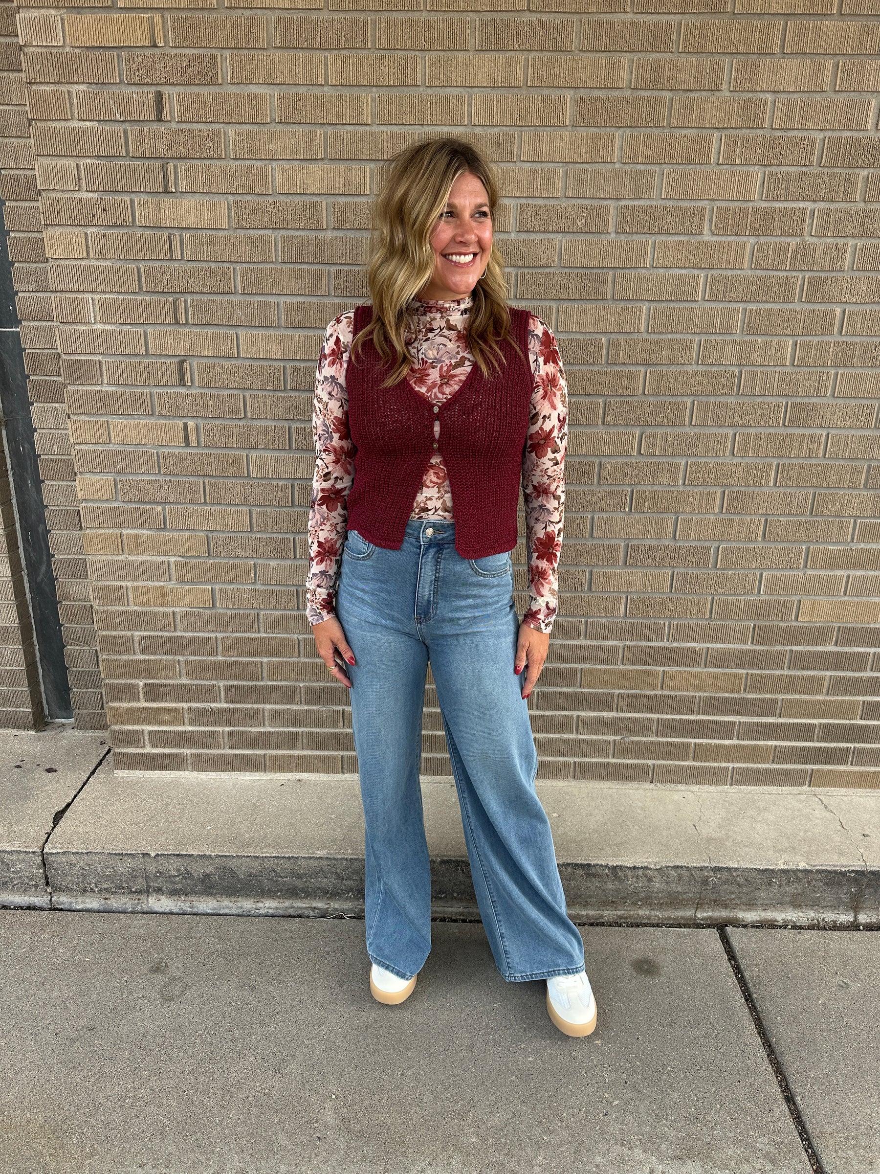 Essential Crochet Vest - Wine