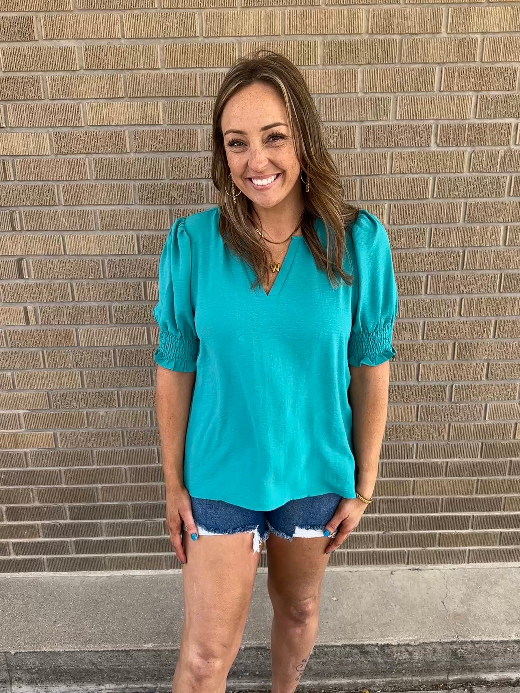 Perfect Crinkle Blouse - Teal