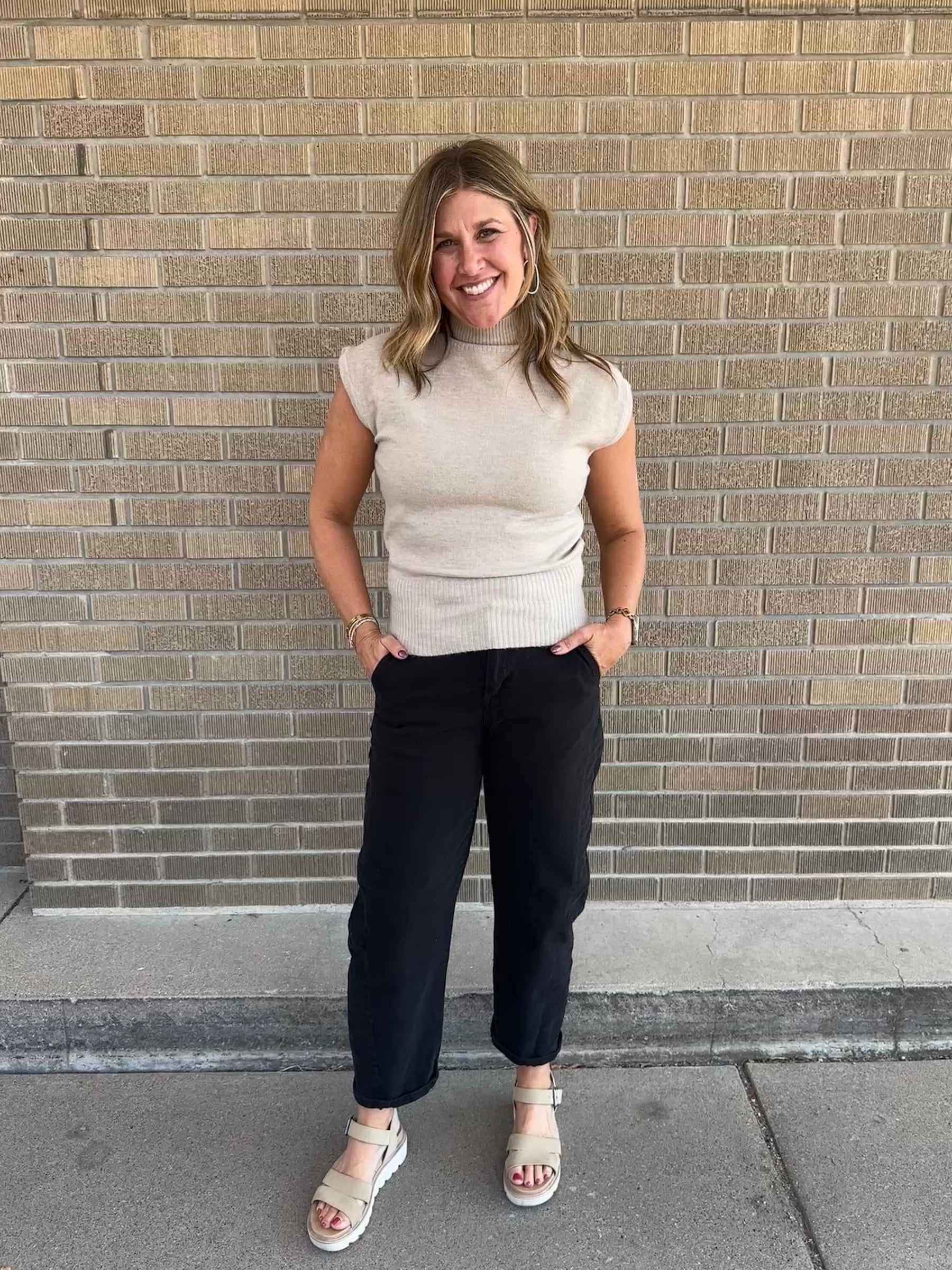 Mock Neck Taupe Sweater
