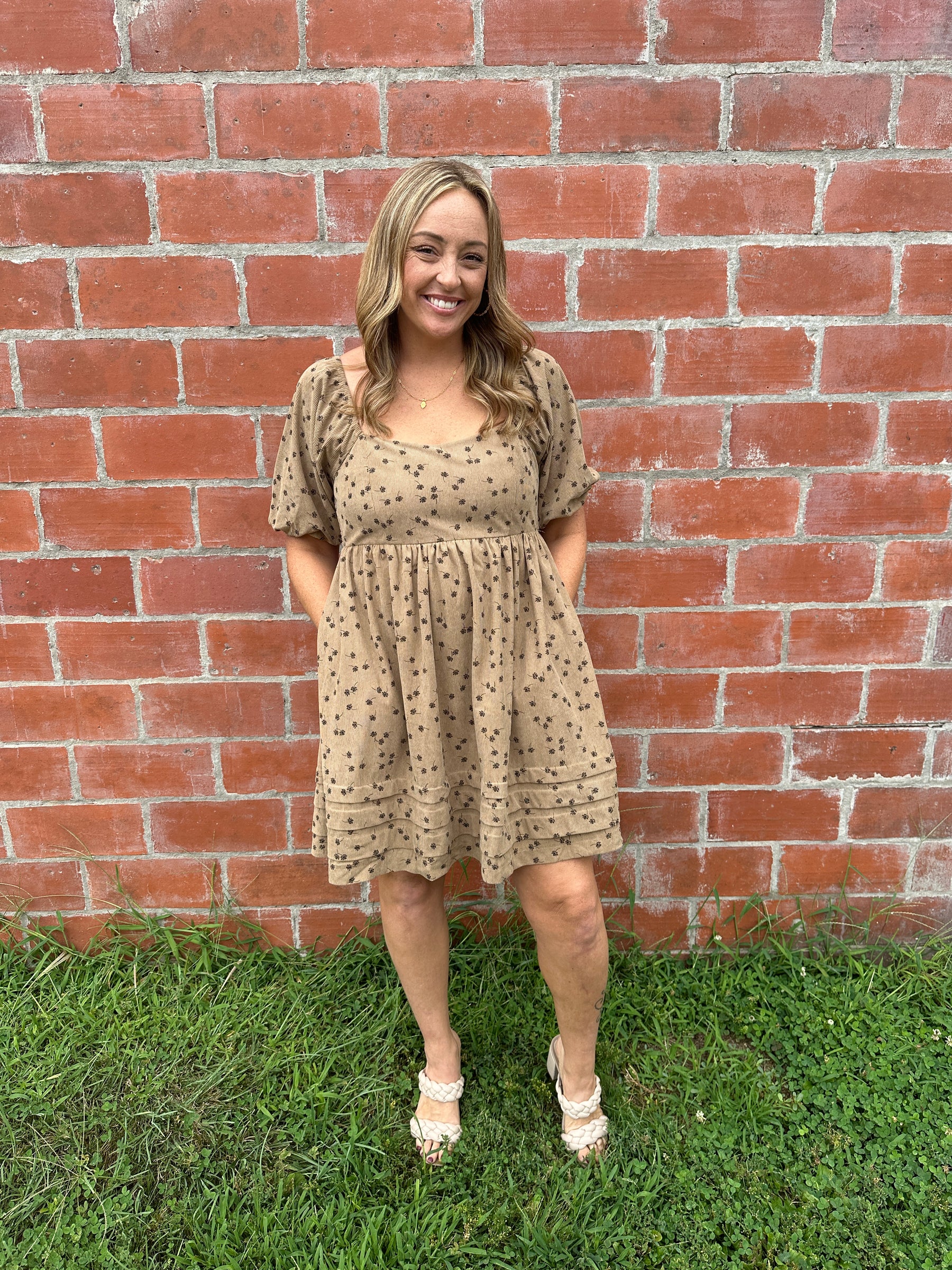 Floral Corduroy Mini Dress