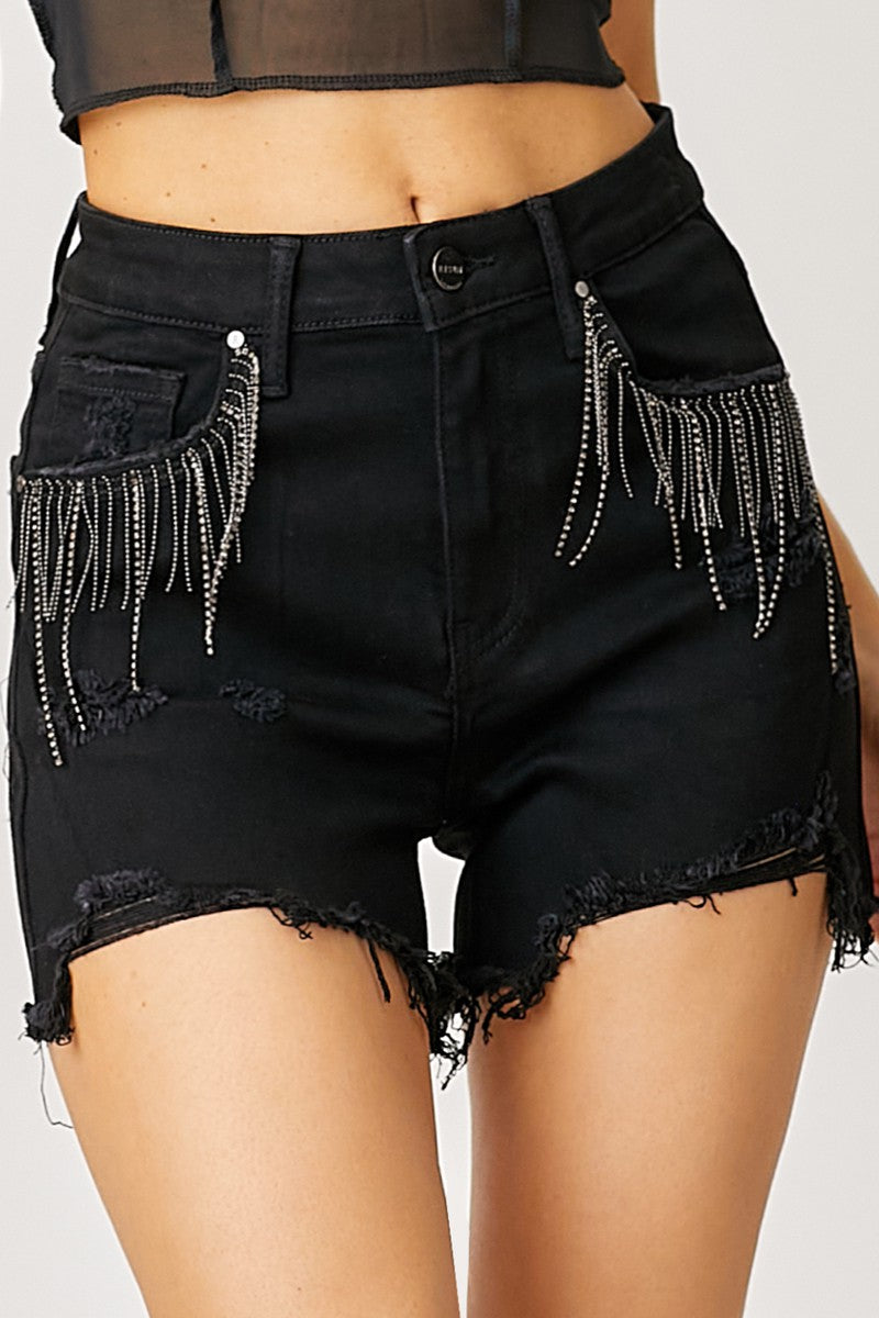 Bad + Boujee Black Denim Shorts