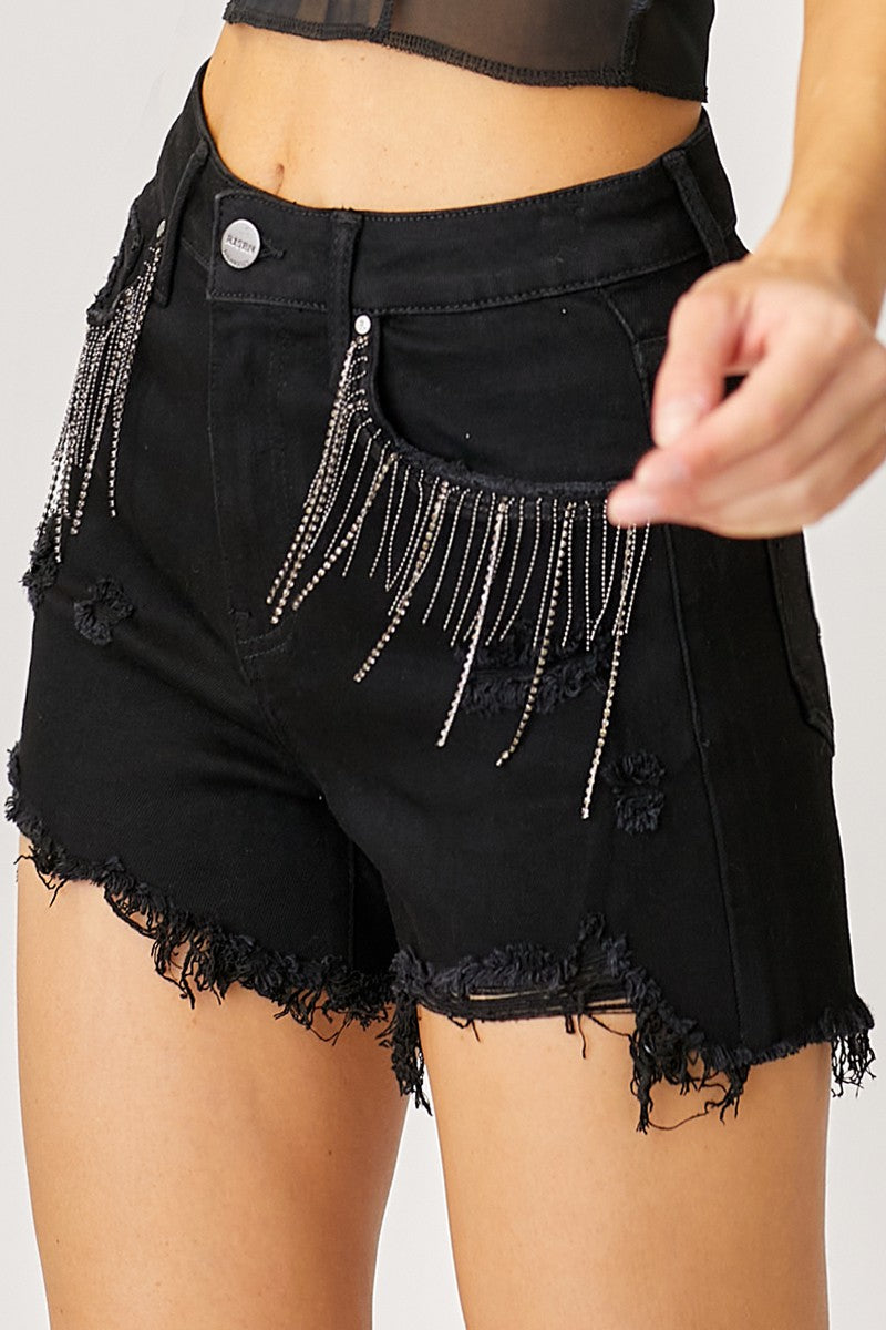 Bad + Boujee Black Denim Shorts