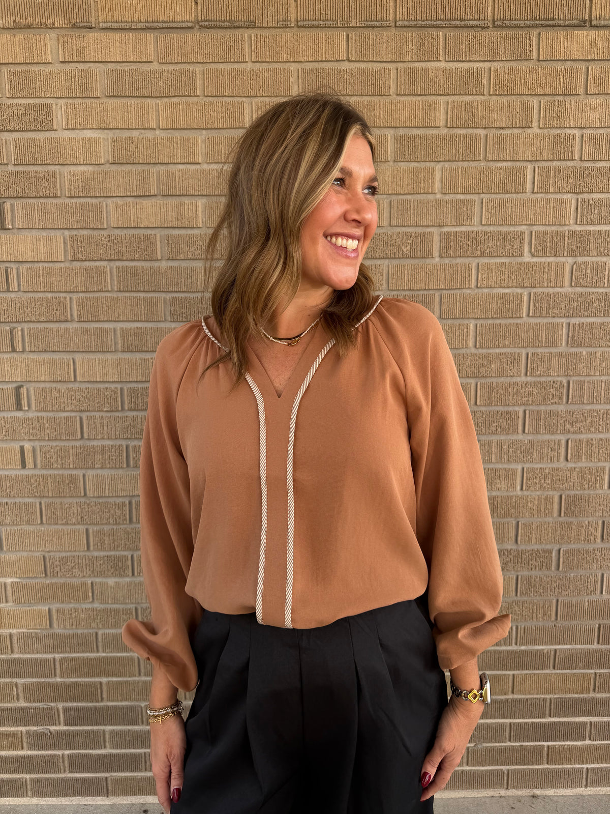 Caramel Satin Blouse