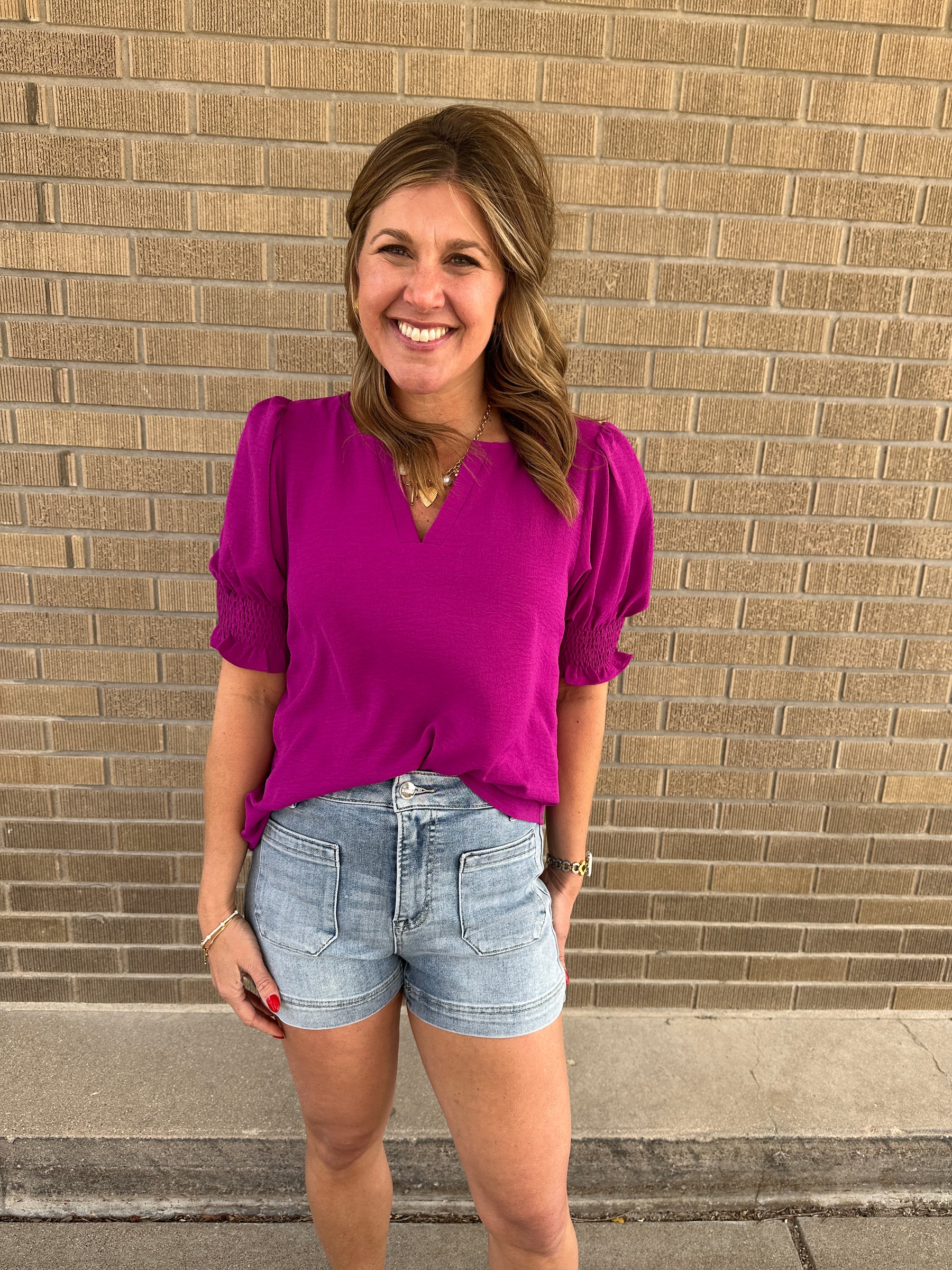 Perfect Crinkle Blouse - Magenta