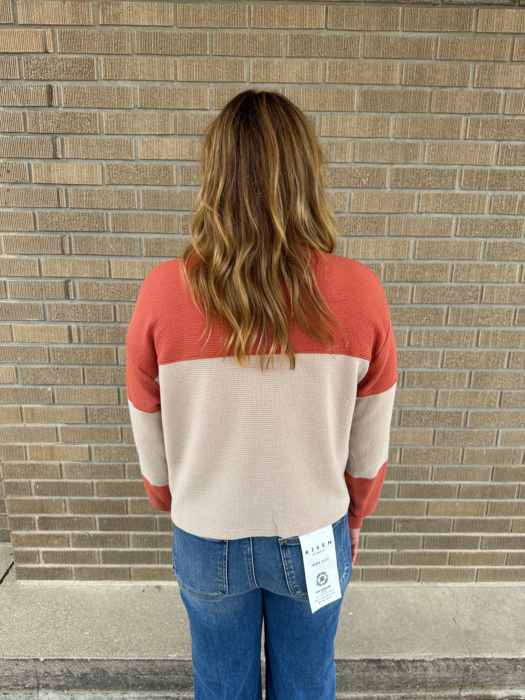 Cloudy Knit Color Block - Rust