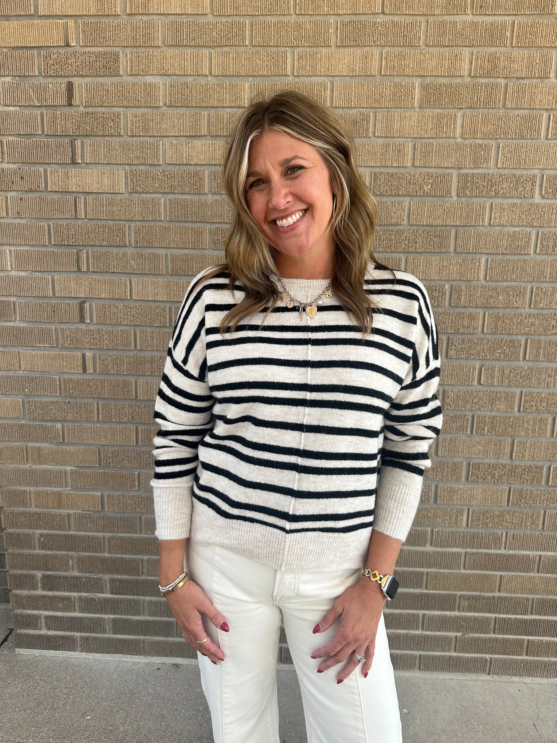 Classic Stripe Sweater - Cream