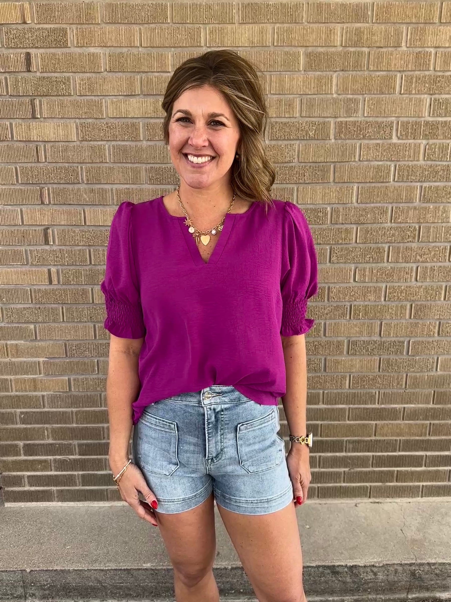 Perfect Crinkle Blouse - Magenta