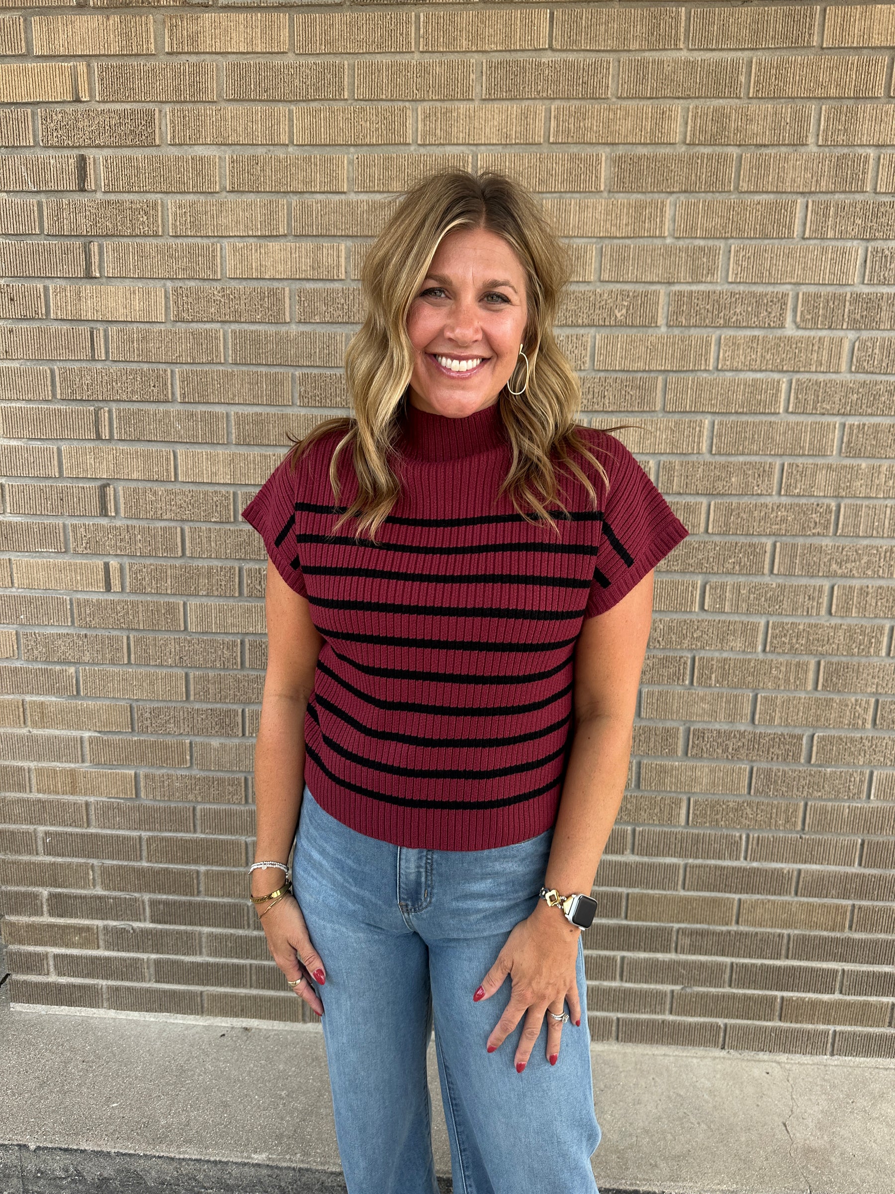 Wine Stripe Sweater