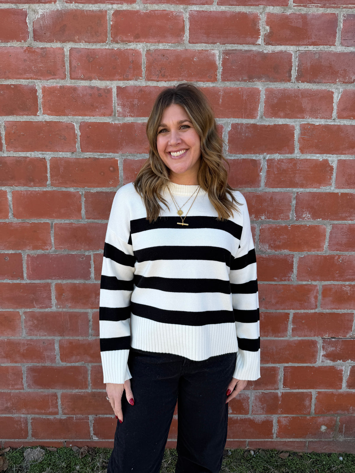 Soft Stripe Sweater - White & Black