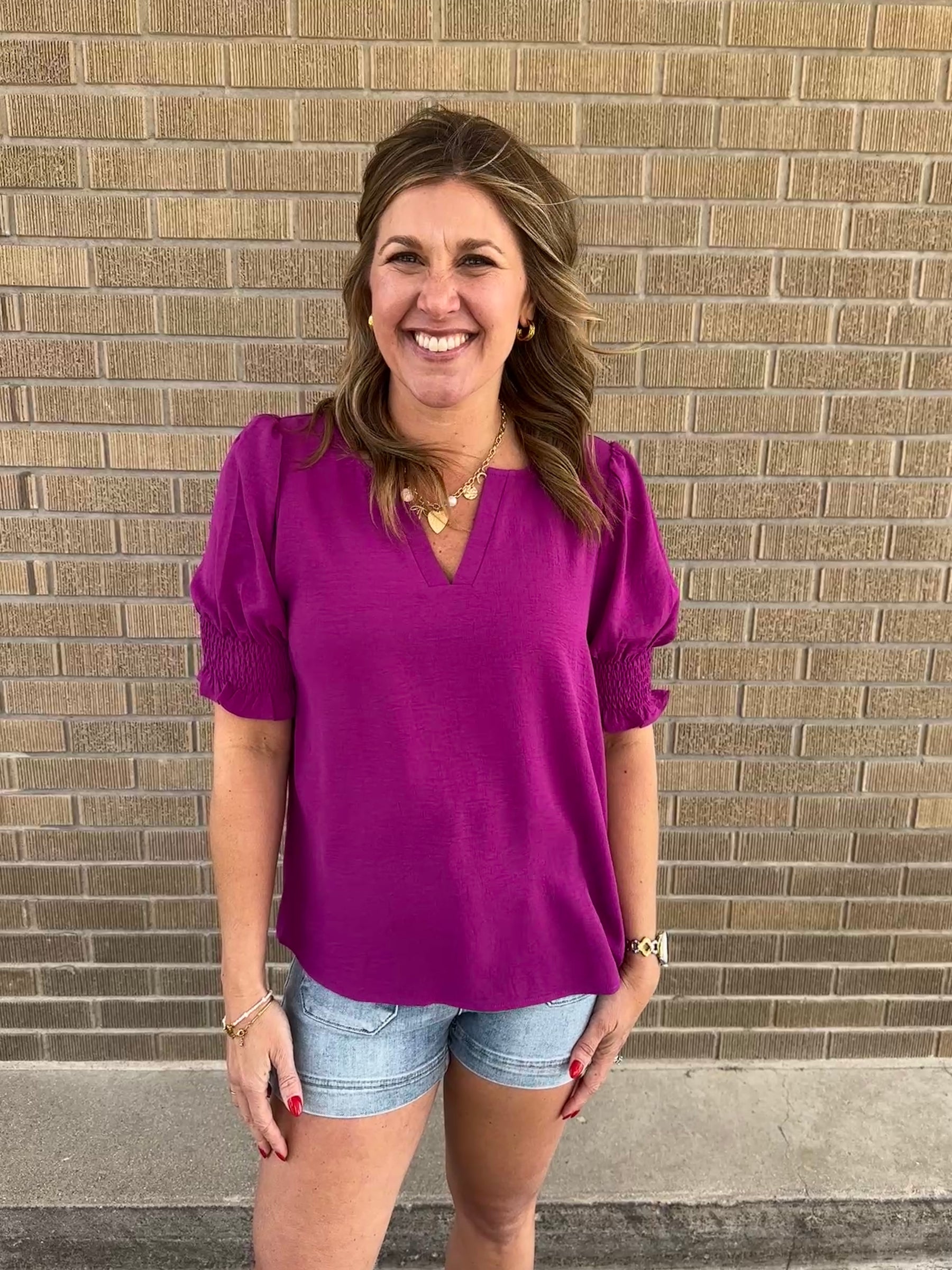 Perfect Crinkle Blouse - Magenta