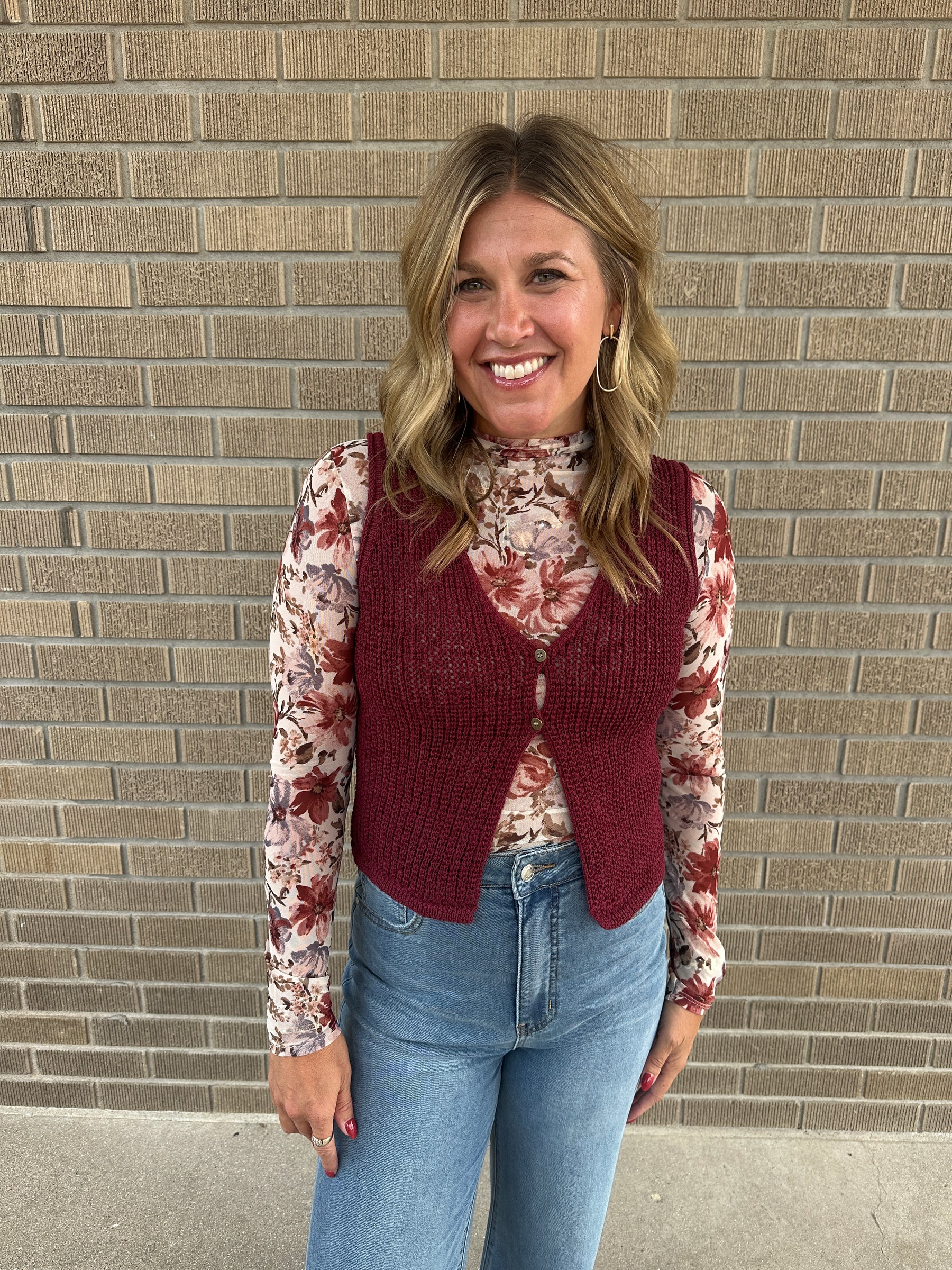 Essential Crochet Vest - Wine