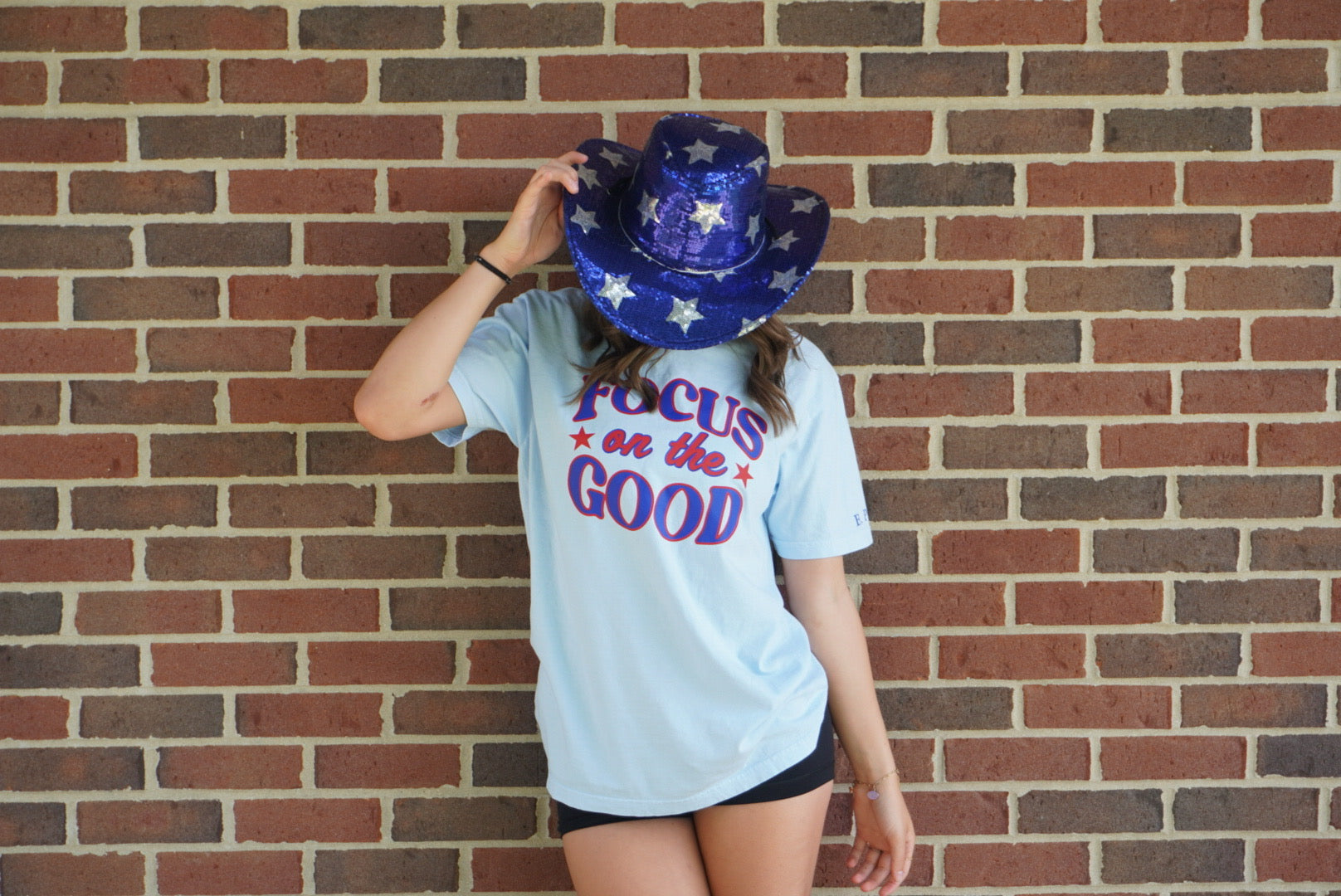 Focus On The Good Tee - Blue & Red