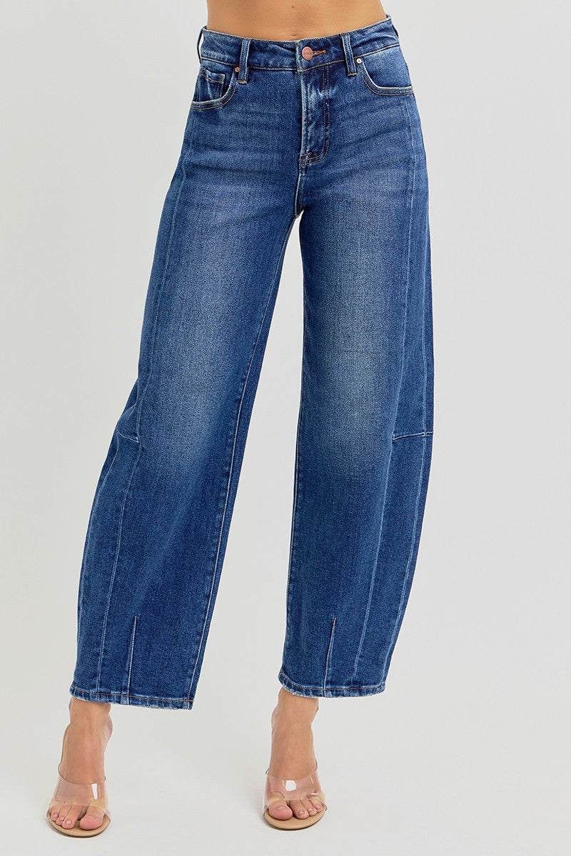 Dark Wash Barrel Jeans