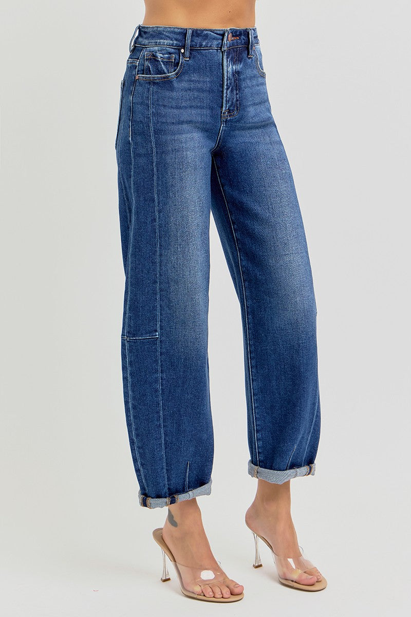 Dark Wash Barrel Jeans