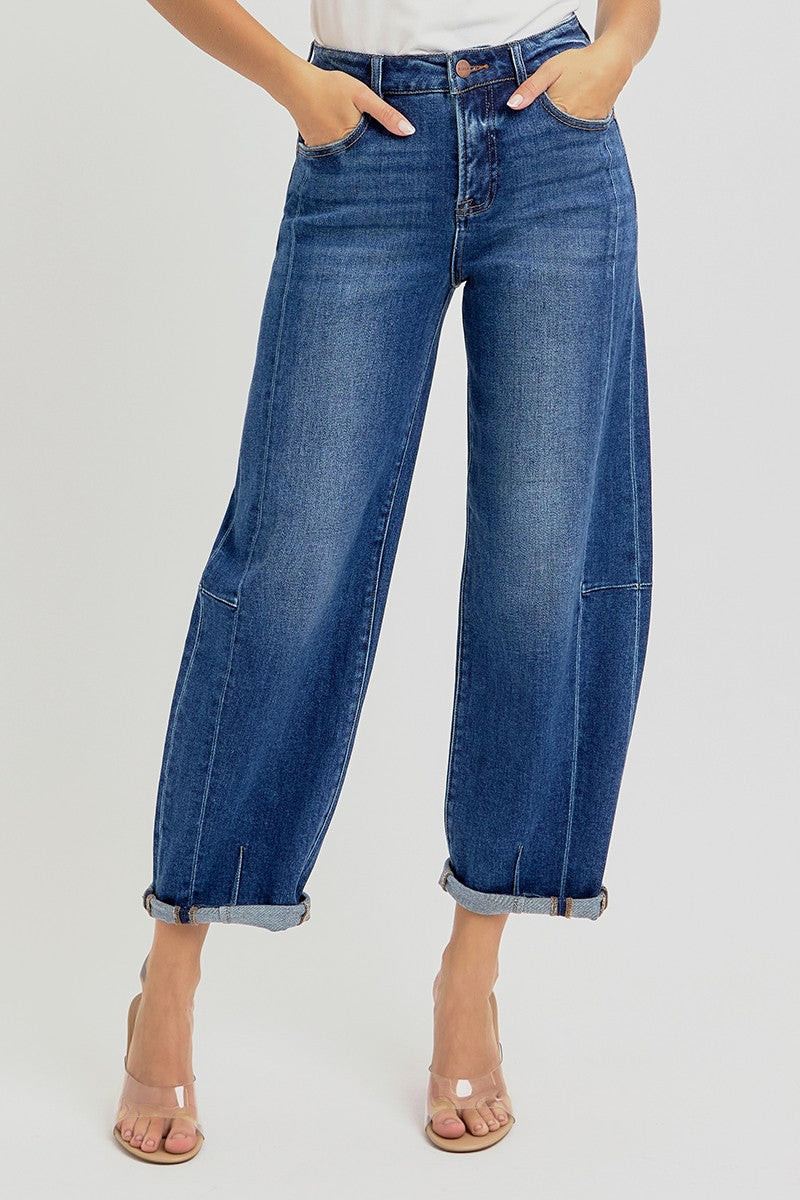 Dark Wash Barrel Jeans