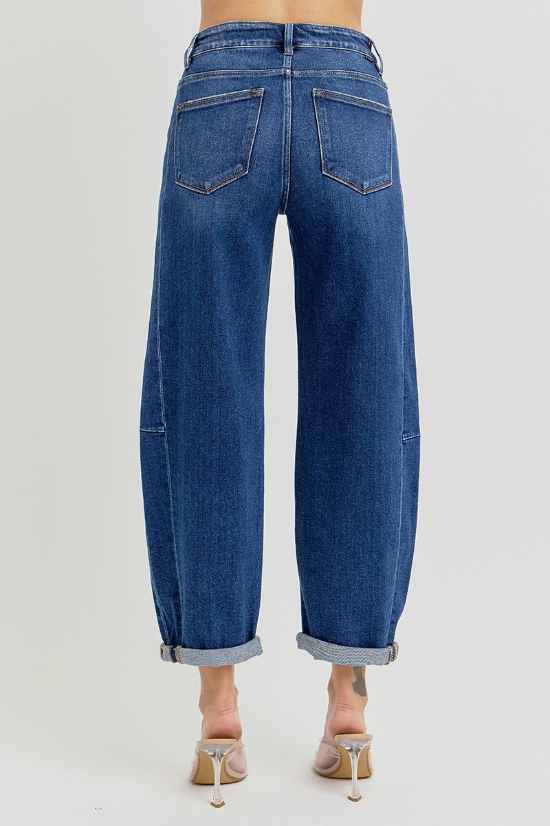 Dark Wash Barrel Jeans