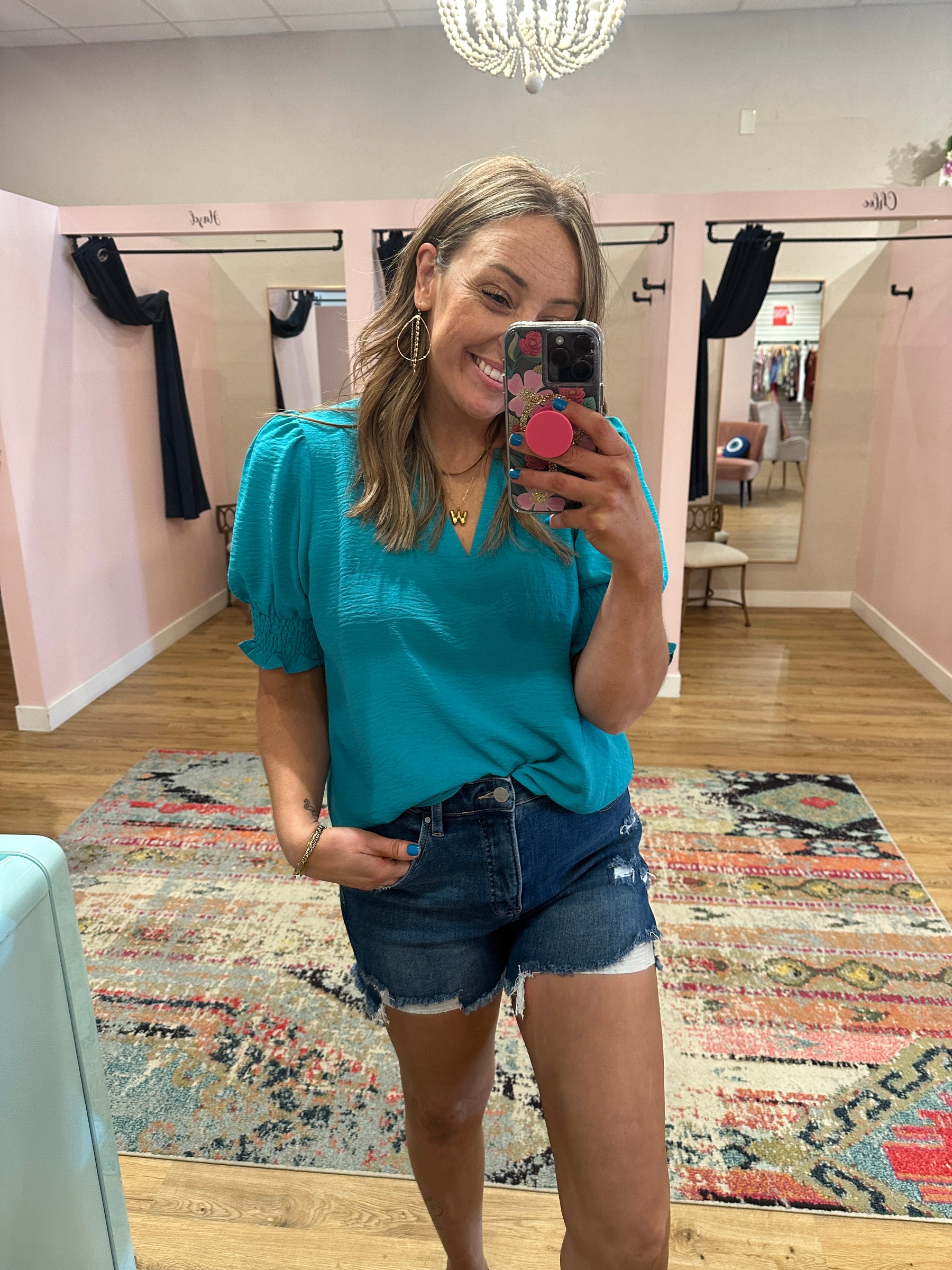 Perfect Crinkle Blouse - Teal