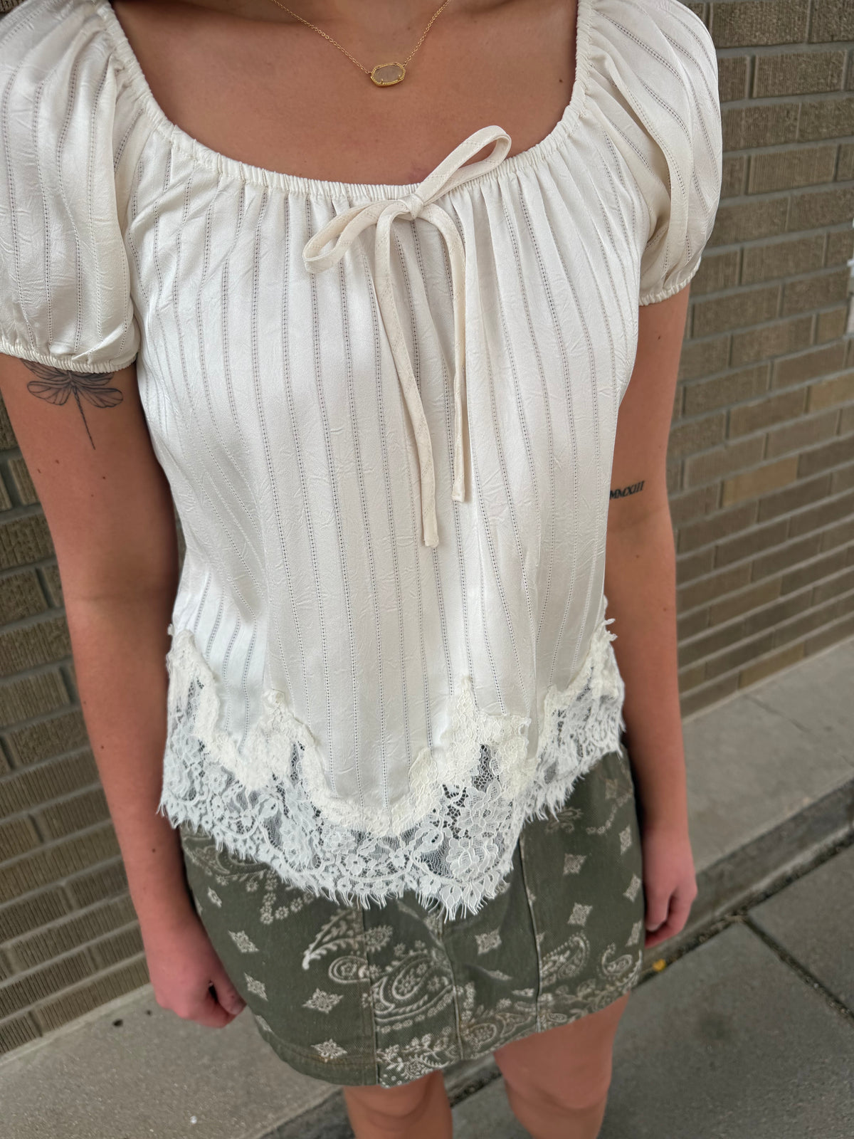 Lace Trim Blouse - Ivory