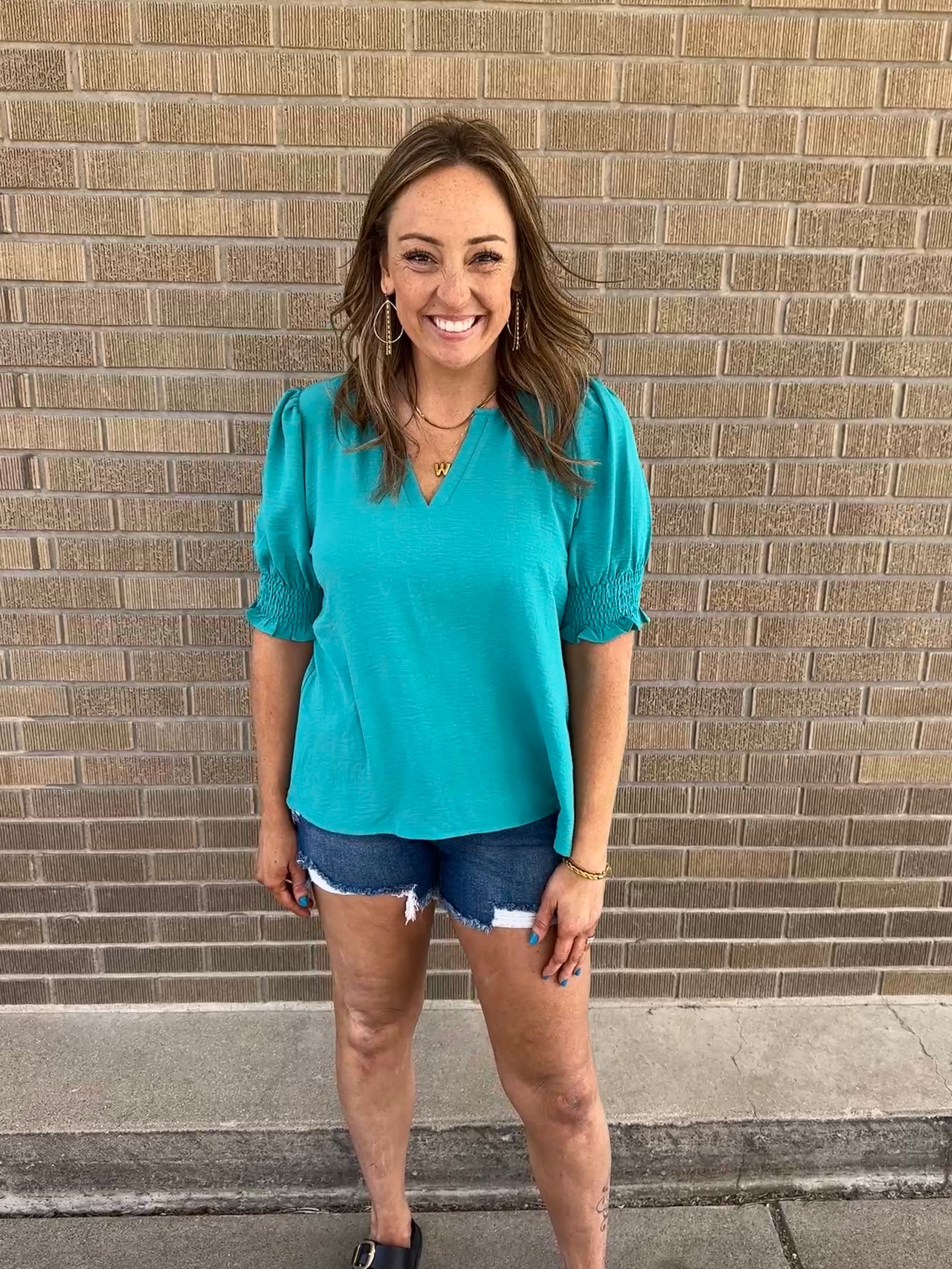 Perfect Crinkle Blouse - Teal