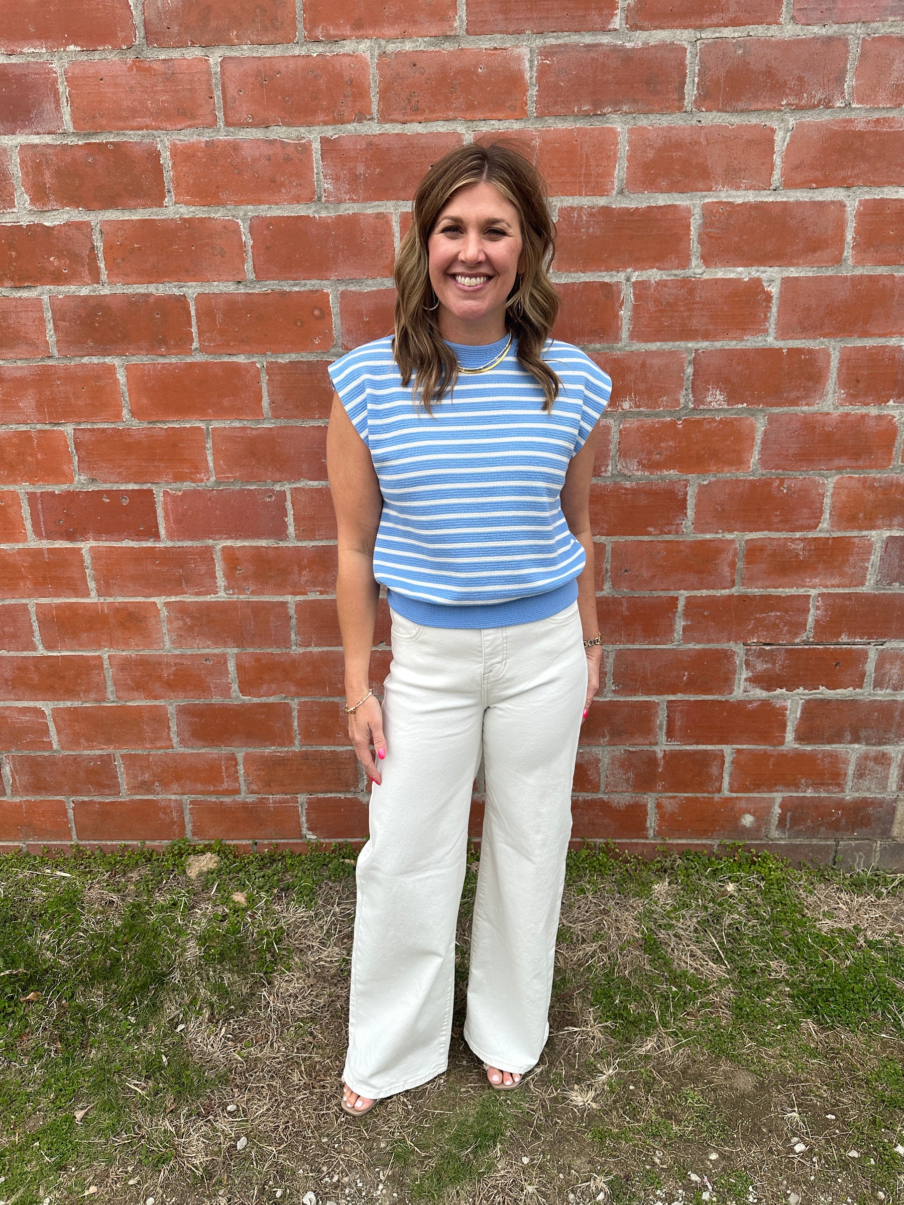 Blue Stripe Cloudy Knit Top
