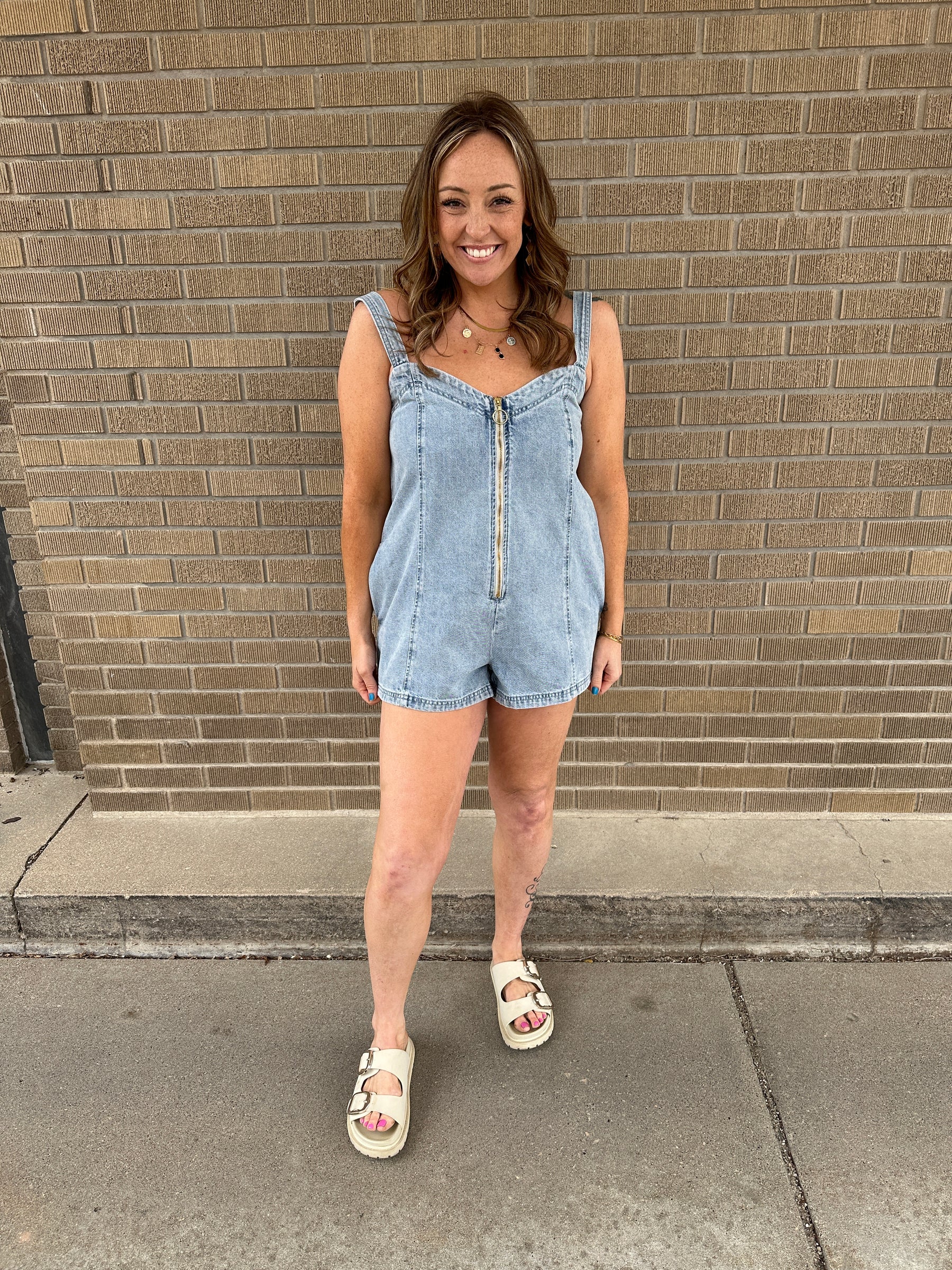No Regrets Denim Romper
