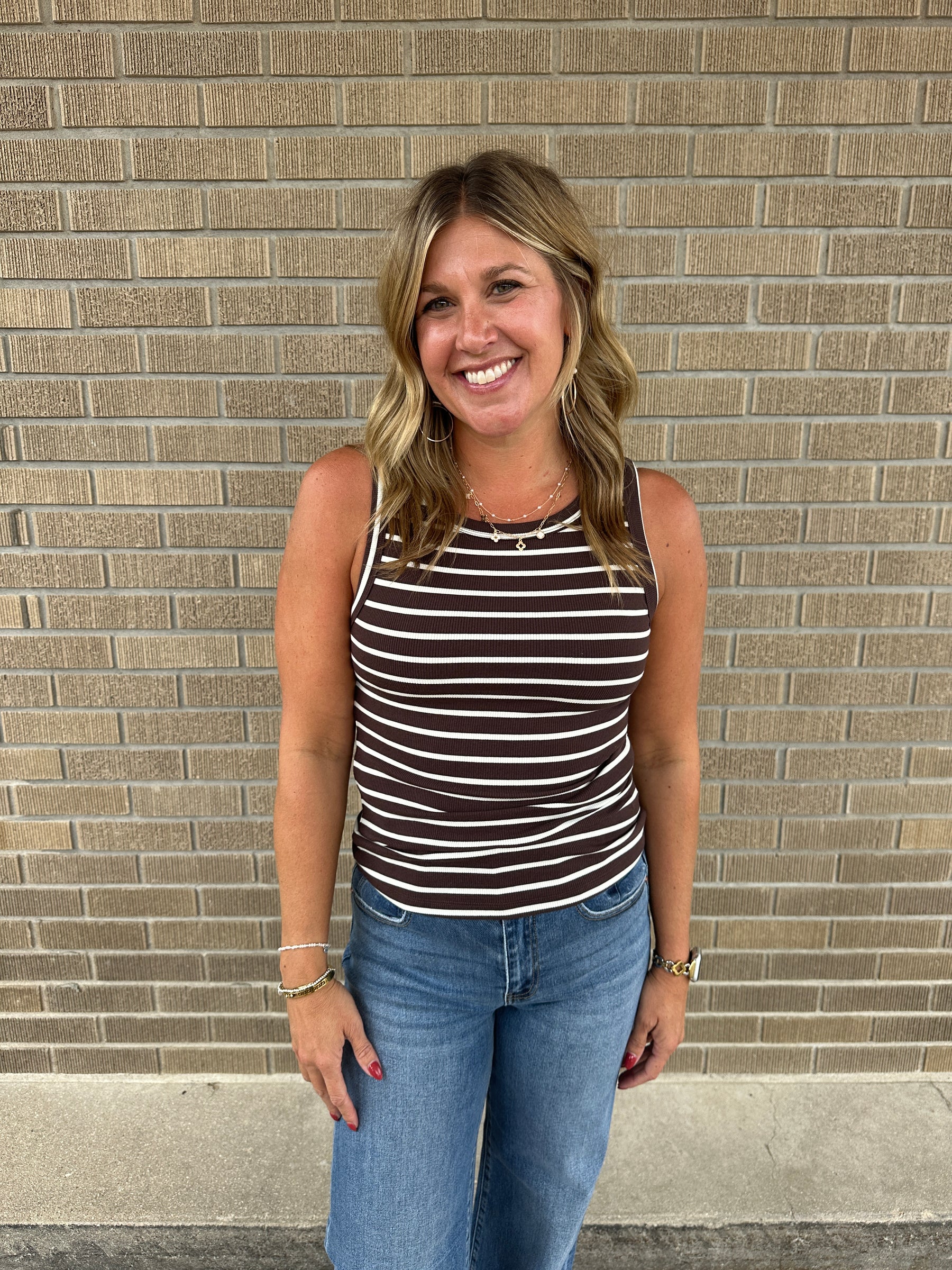 Edlin Tank - Coffee Stripe