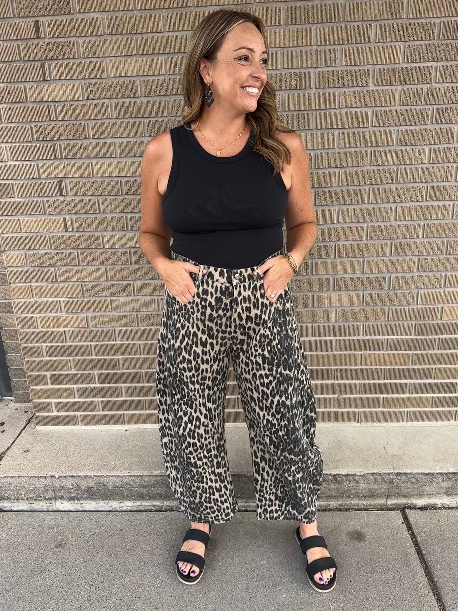Leopard Barrel Jeans