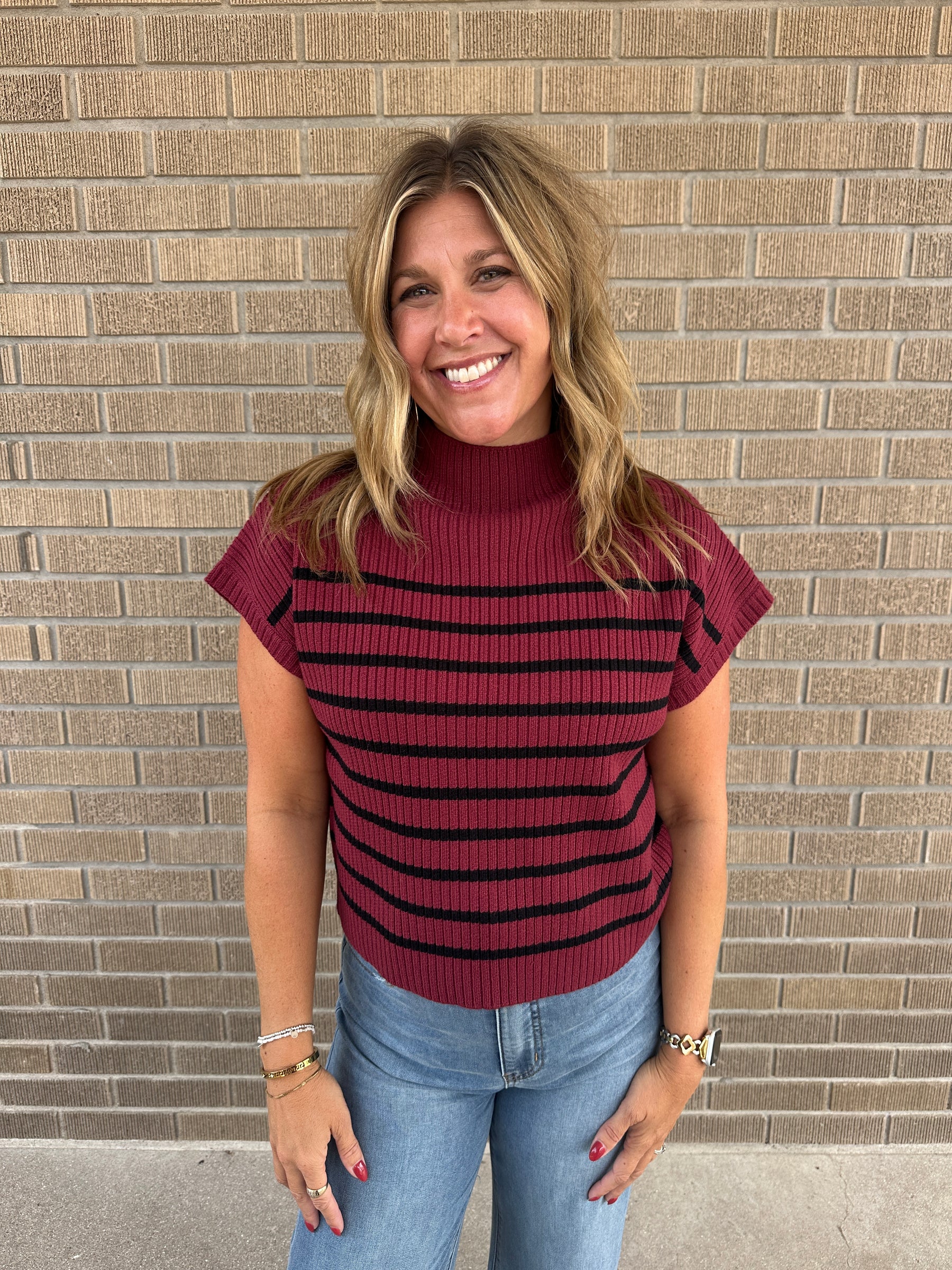 Wine Stripe Sweater