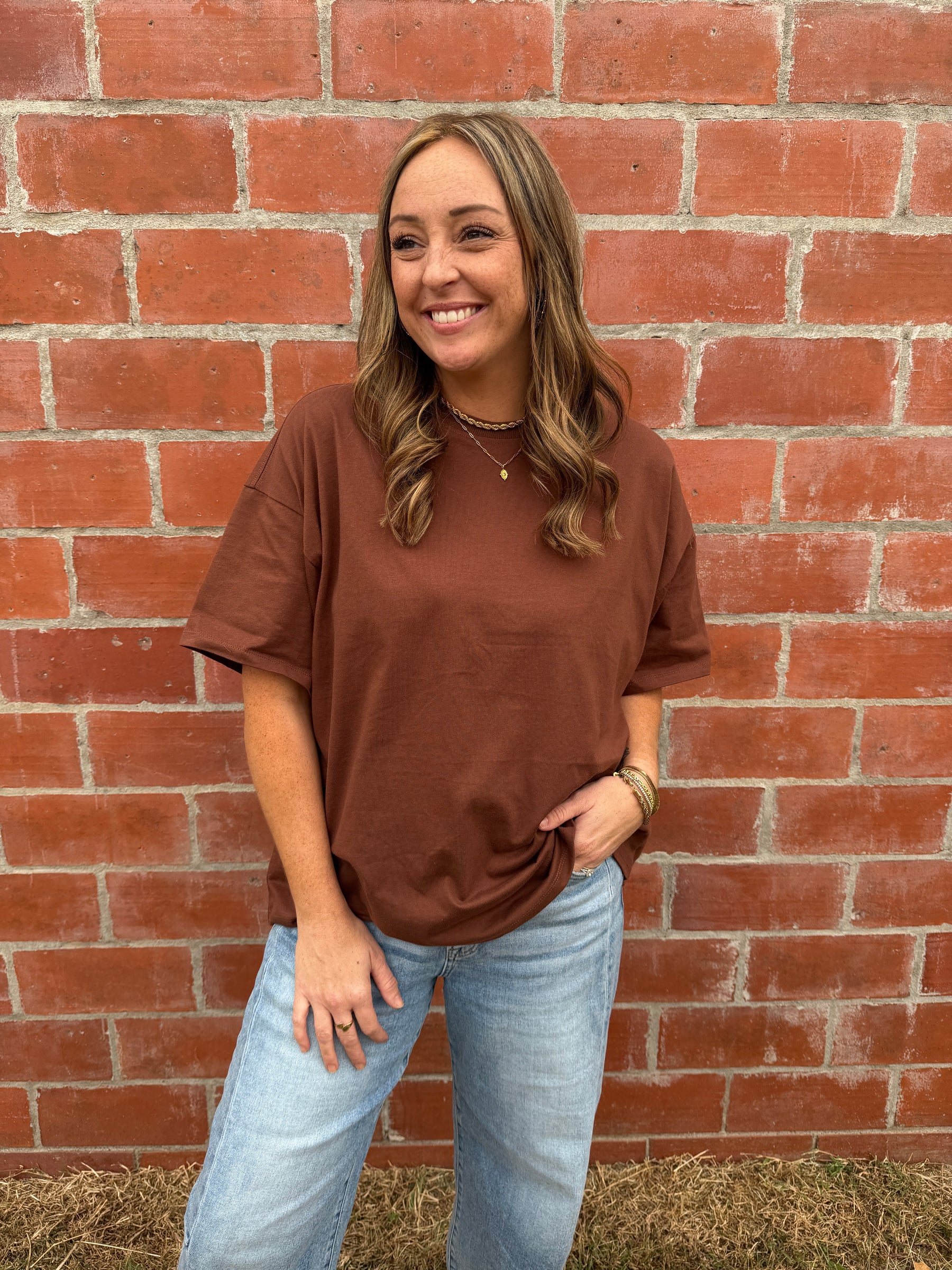Chill All Day Oversized Tee - Chestnut