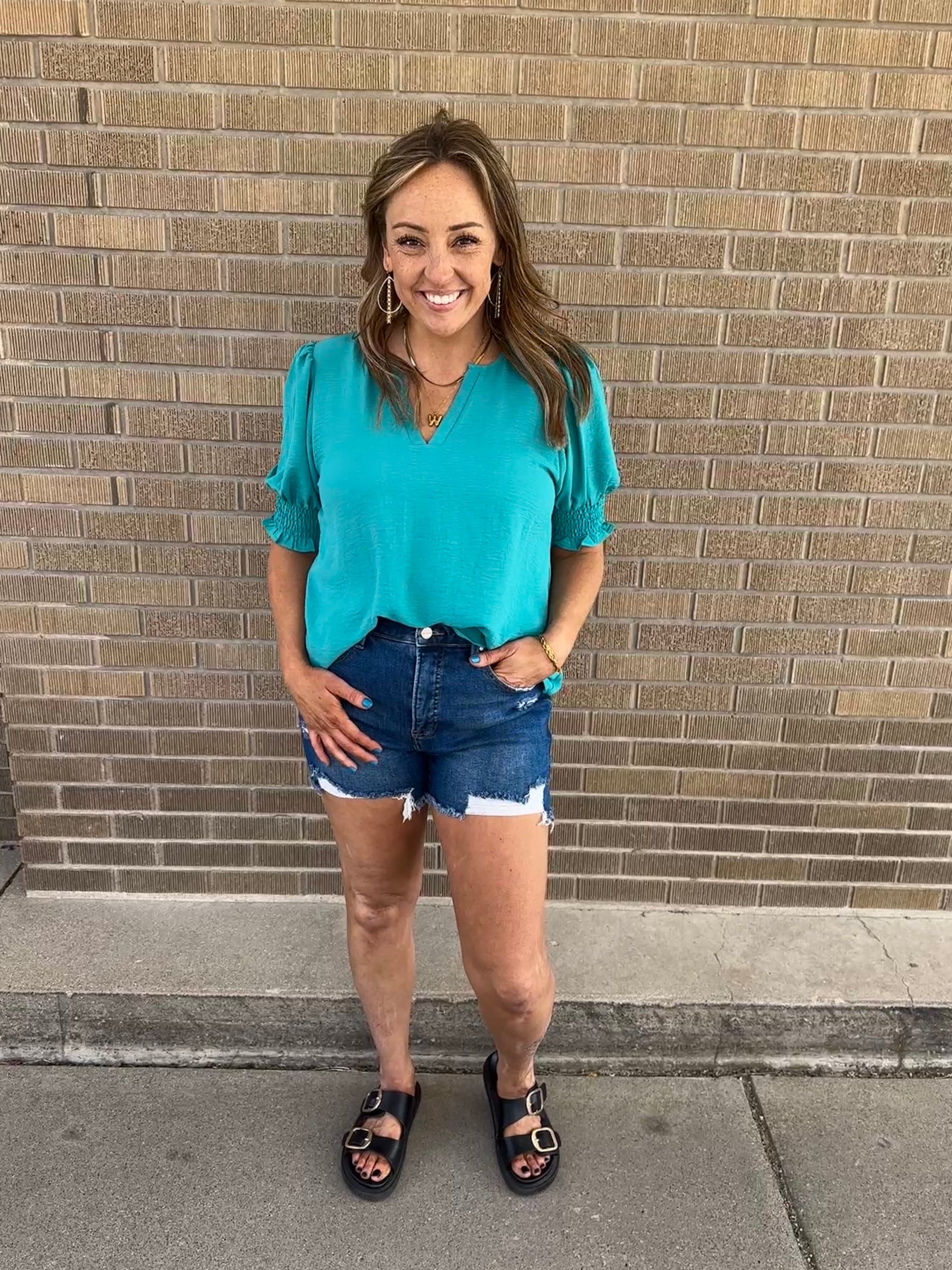 Perfect Crinkle Blouse - Teal
