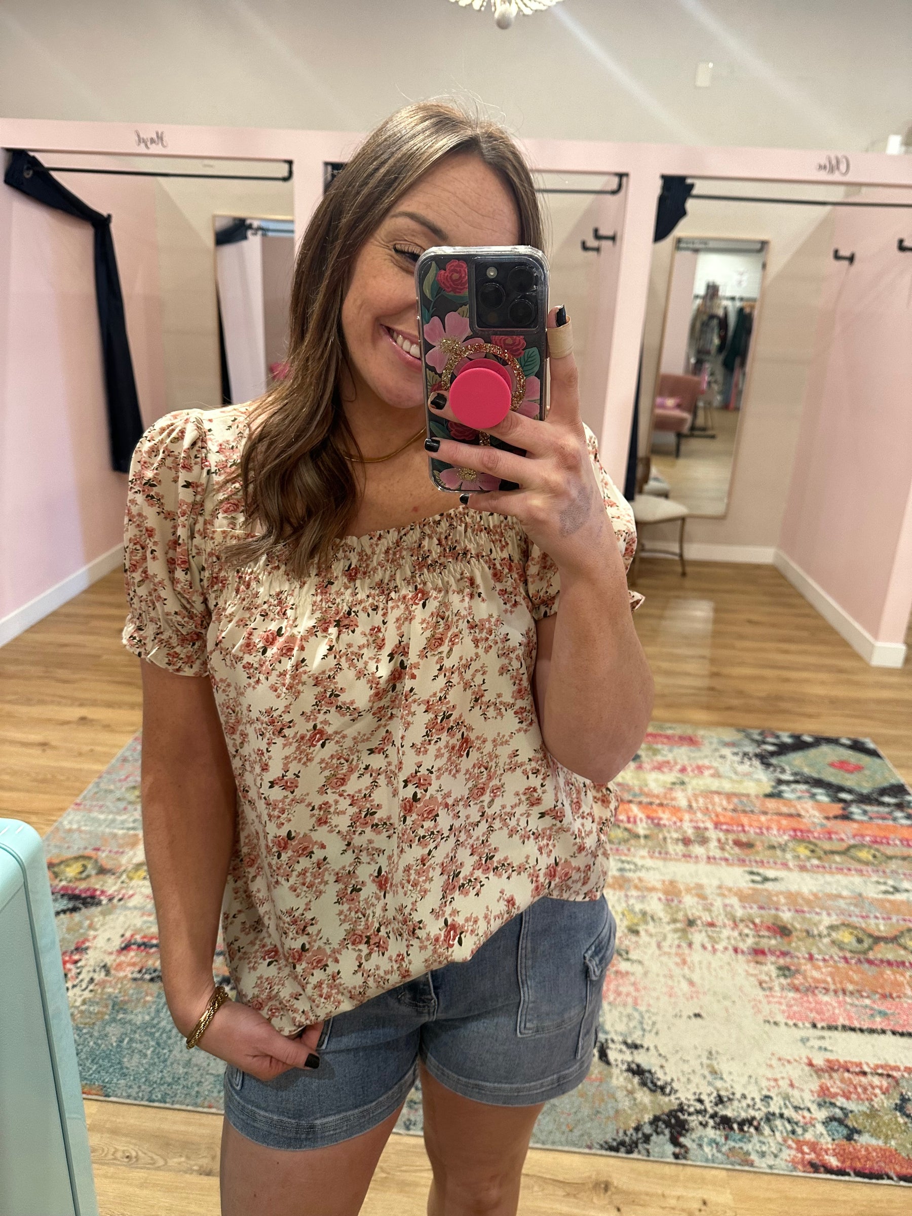 Cream Floral Blouse