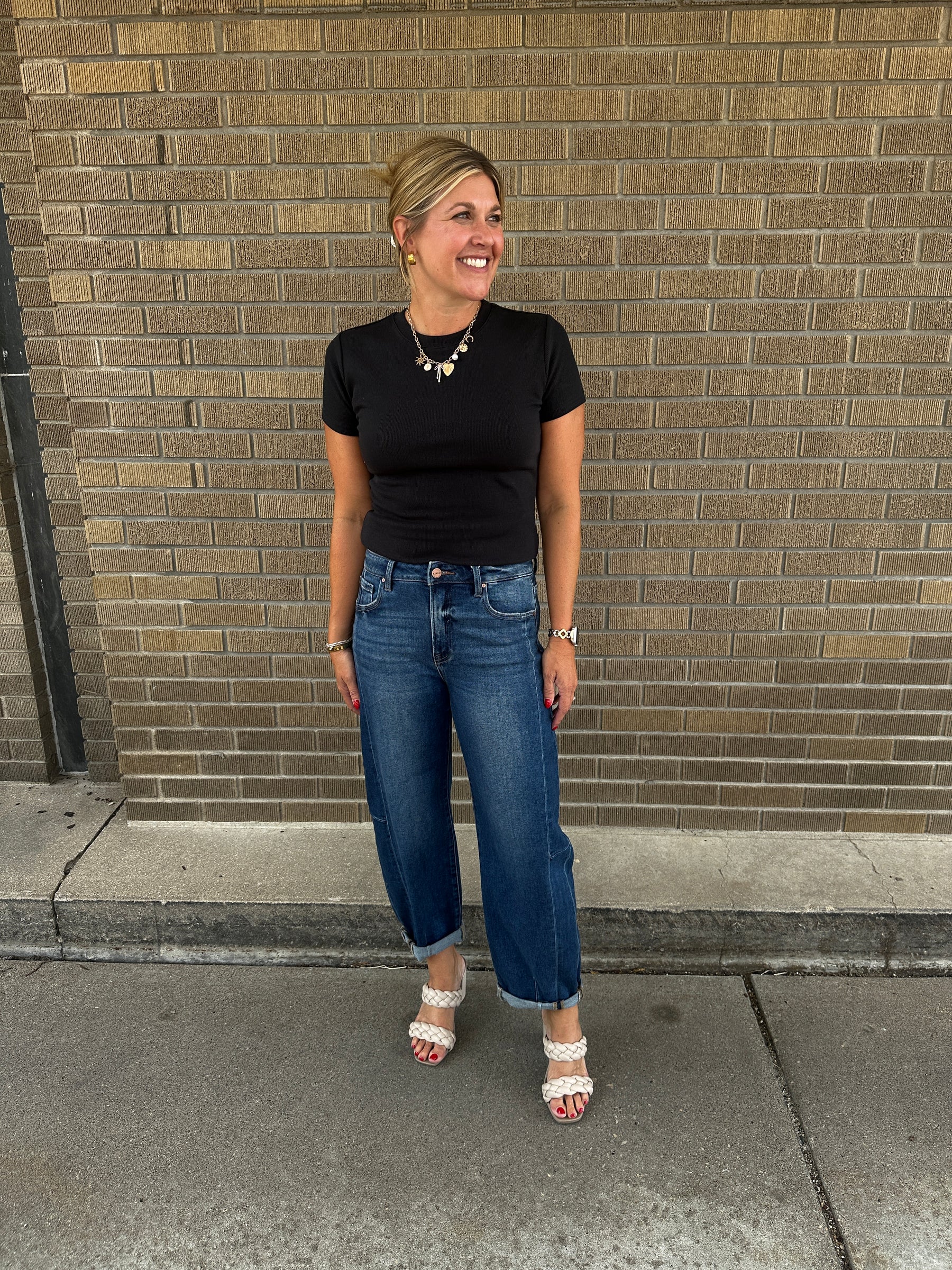Dark Wash Barrel Jeans
