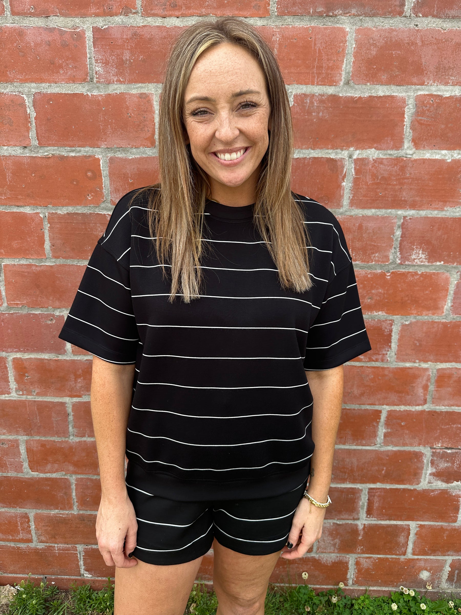 Buttery Soft Modal Stripe Tee - Black
