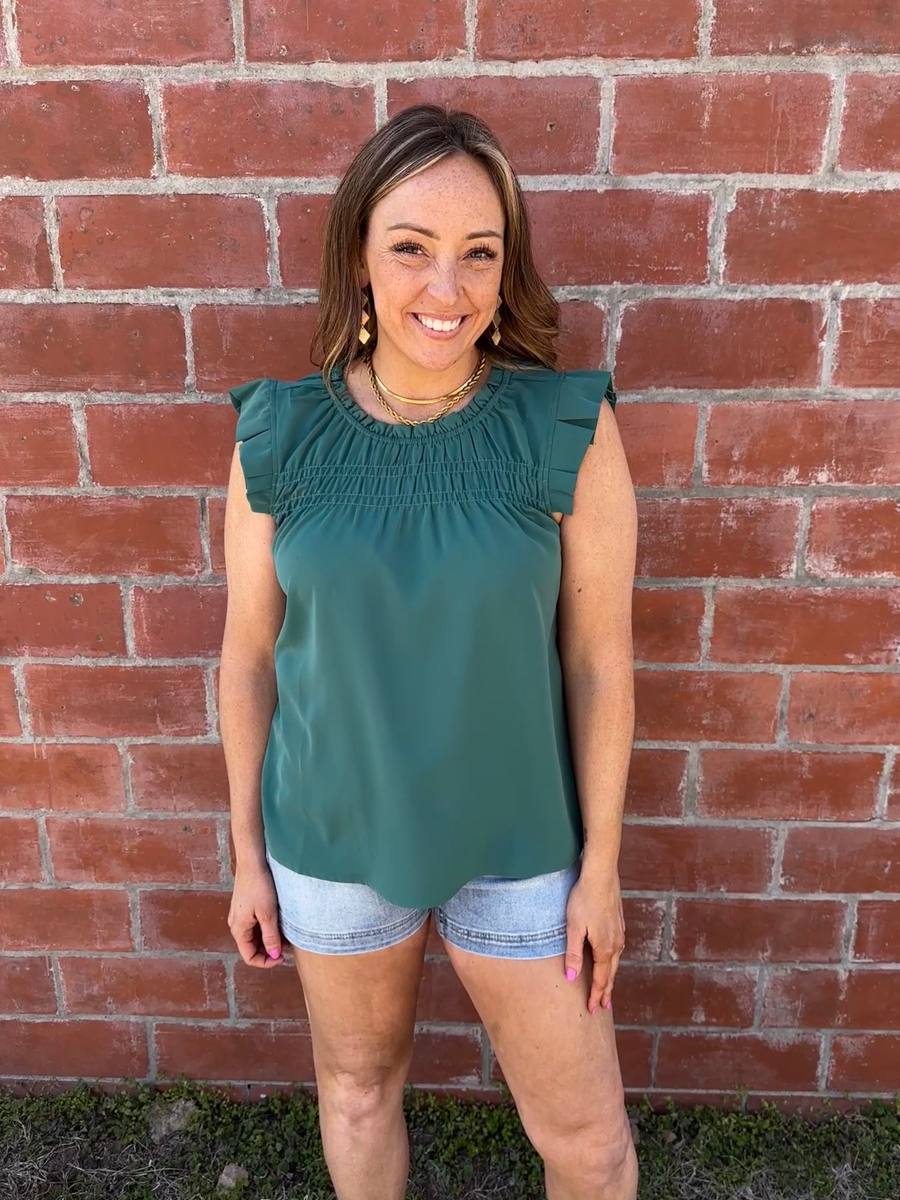 Smocked Emerald Blouse