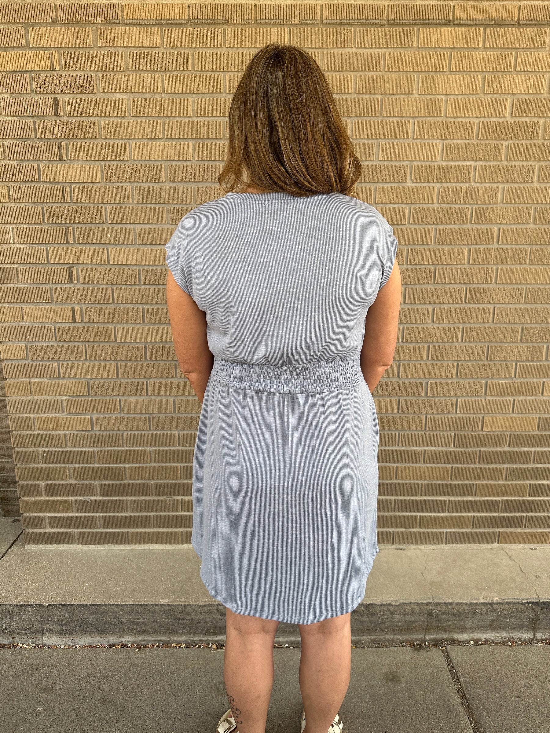 Blue Ribbed Mini Dress