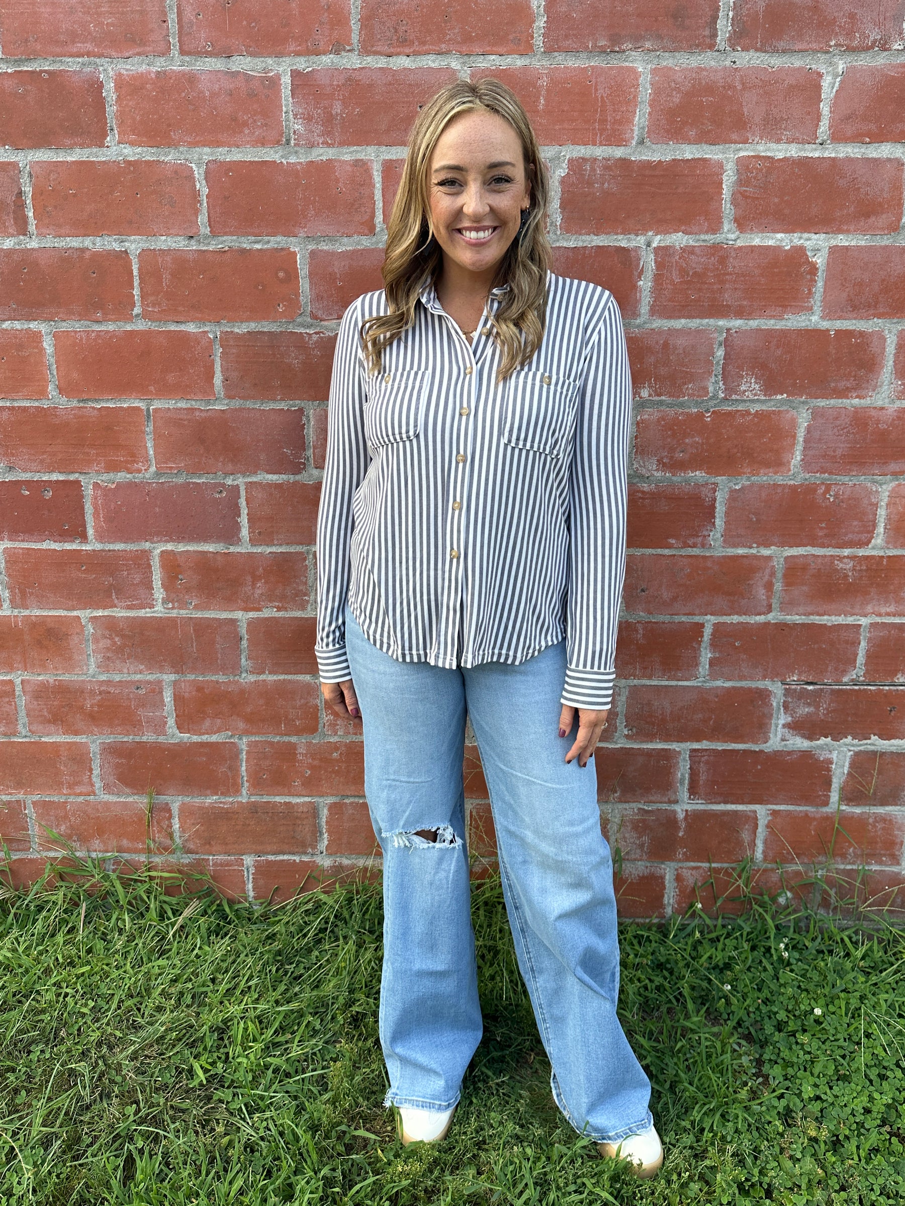 Buttery Soft Button Down - Charcoal